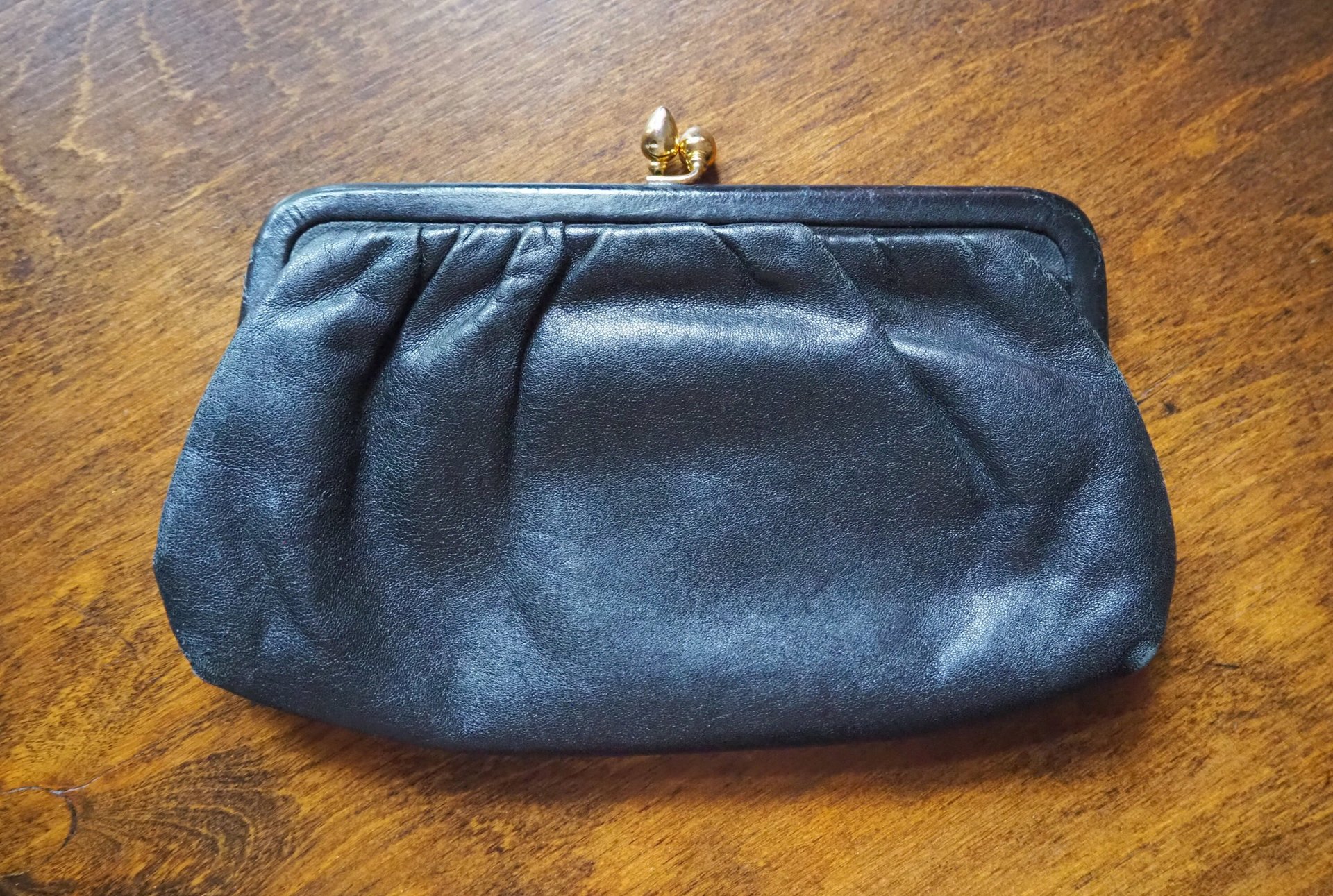 Vintage leather purse bag | Vintage leather bag | Black purse bag | Vintage leather clutch | Made in Finland | EJ Laukku