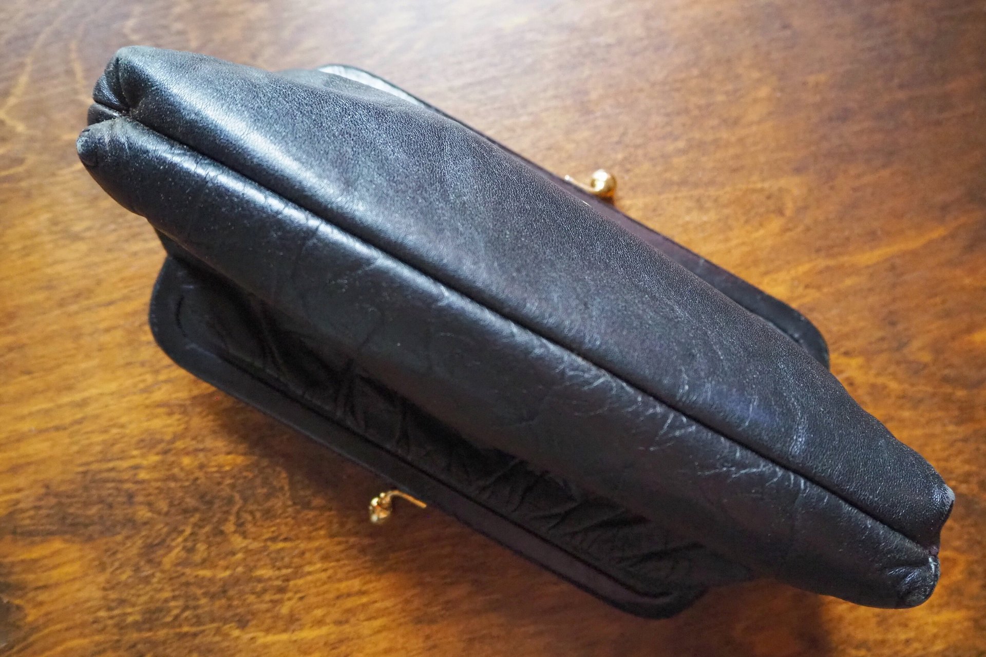 Vintage leather purse bag | Vintage leather bag | Black purse bag | Vintage leather clutch | Made in Finland | EJ Laukku