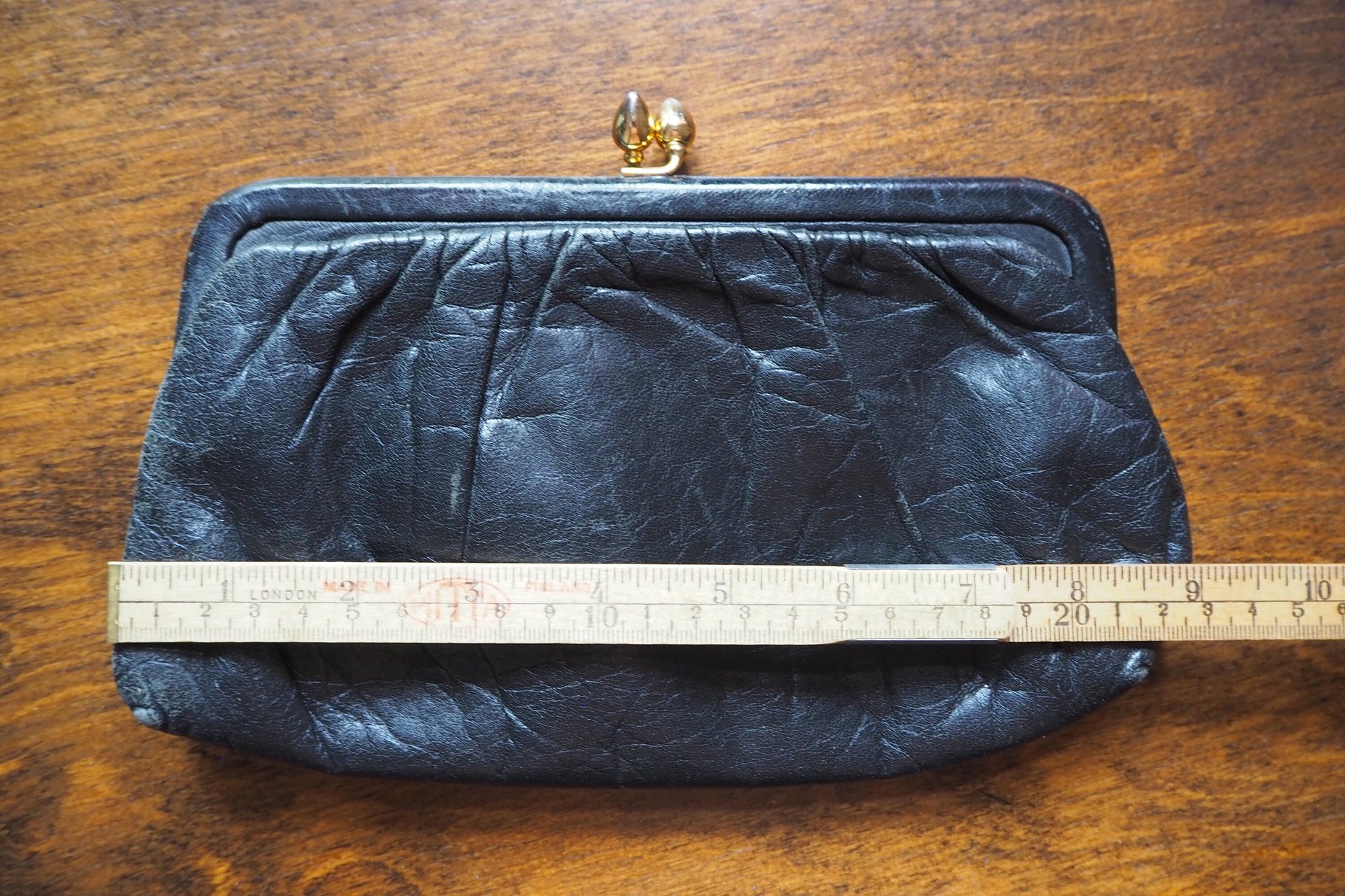 Vintage leather purse bag | Vintage leather bag | Black purse bag | Vintage leather clutch | Made in Finland | EJ Laukku