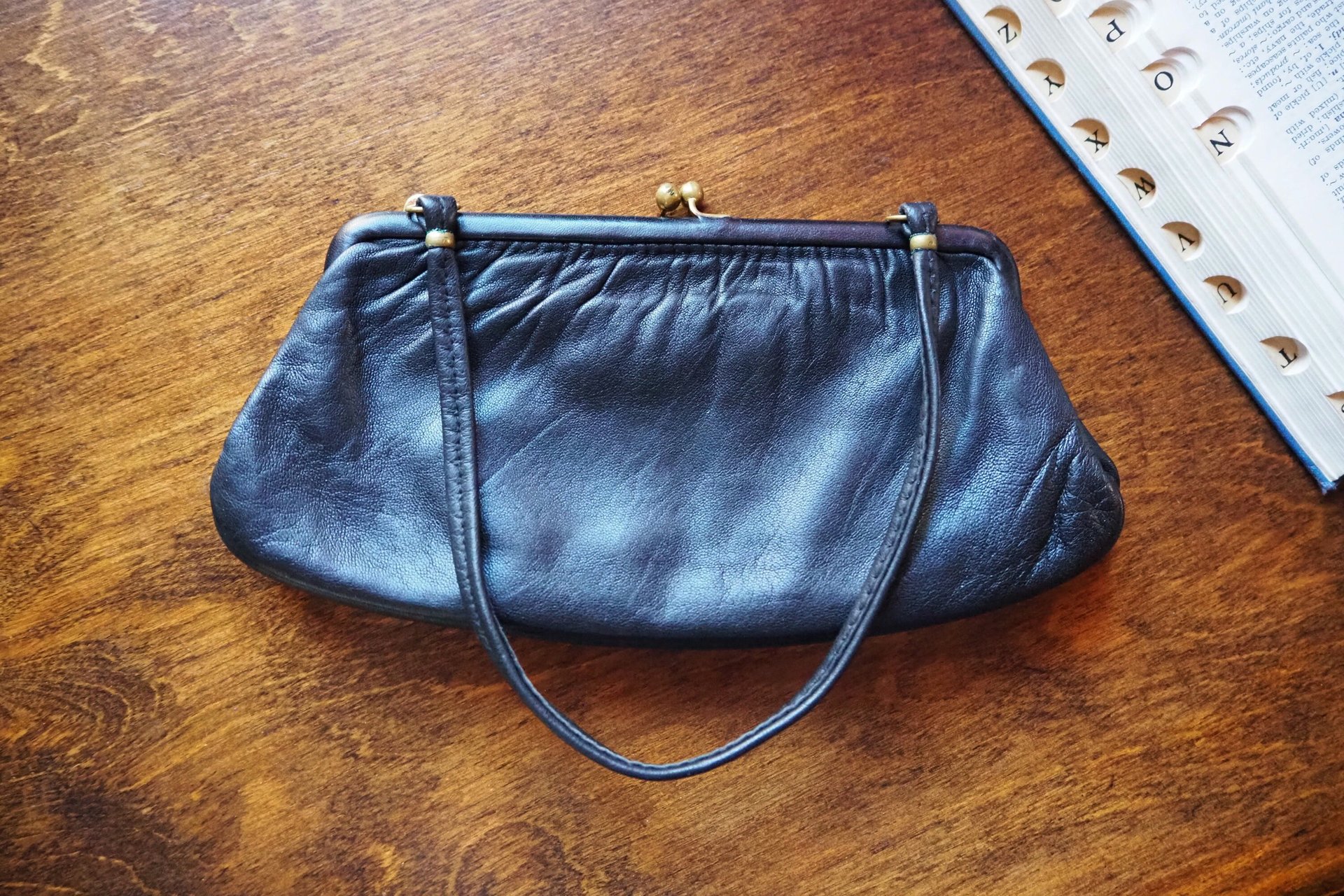 Vintage leather purse bag | Vintage leather bag | Black purse bag | Vintage leather clutch | Vintage purse