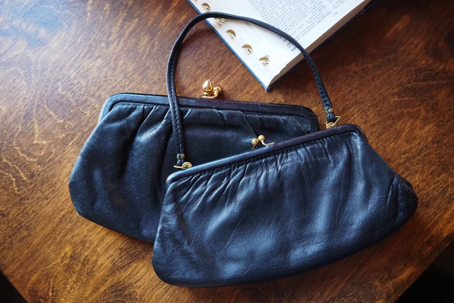 Vintage leather purse bag | Vintage leather bag | Black purse bag | Vintage leather clutch | Vintage purse