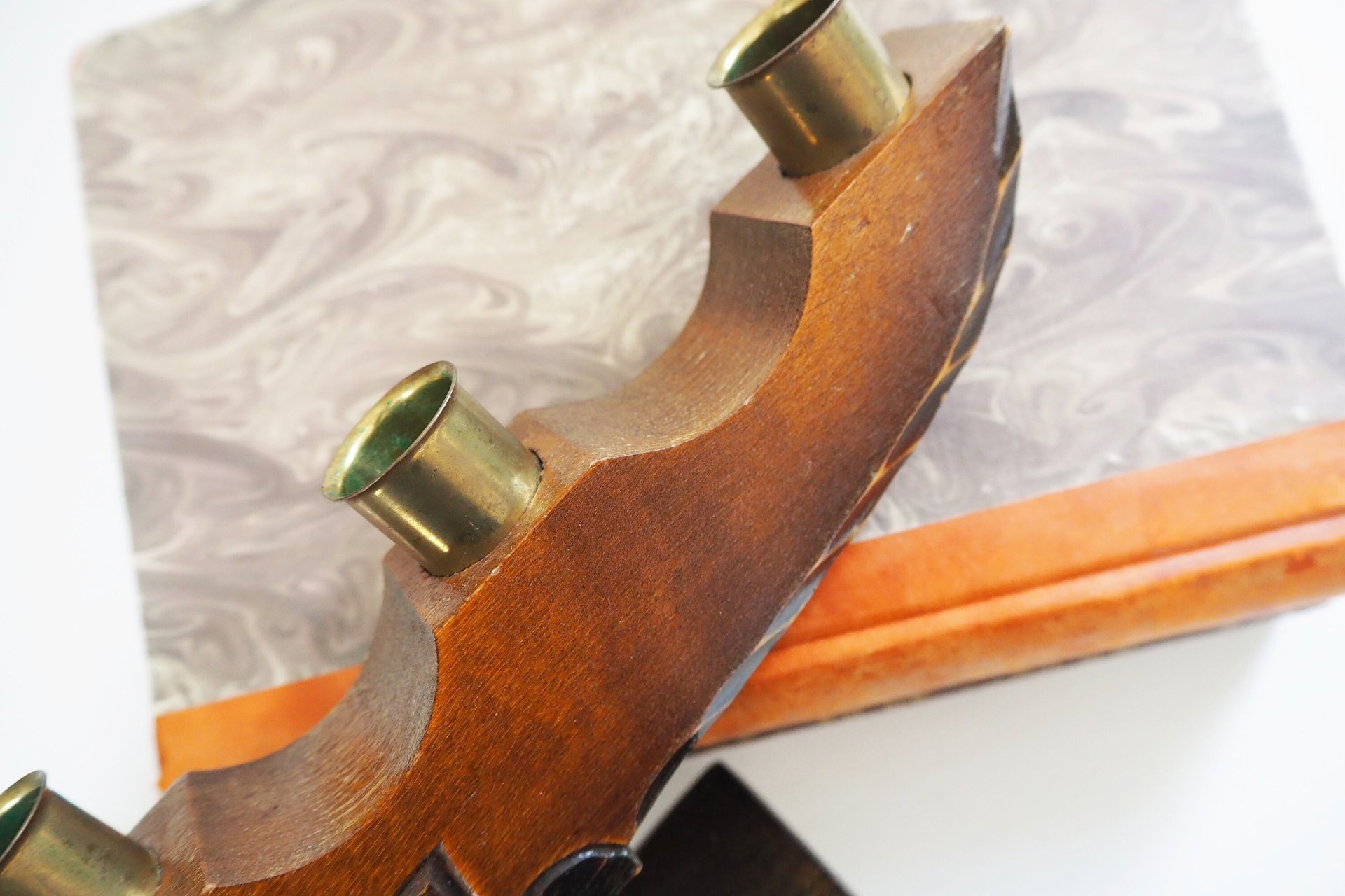 Vintage wooden candelabra | Wooden candelabra | Five arm wooden candlestick holder