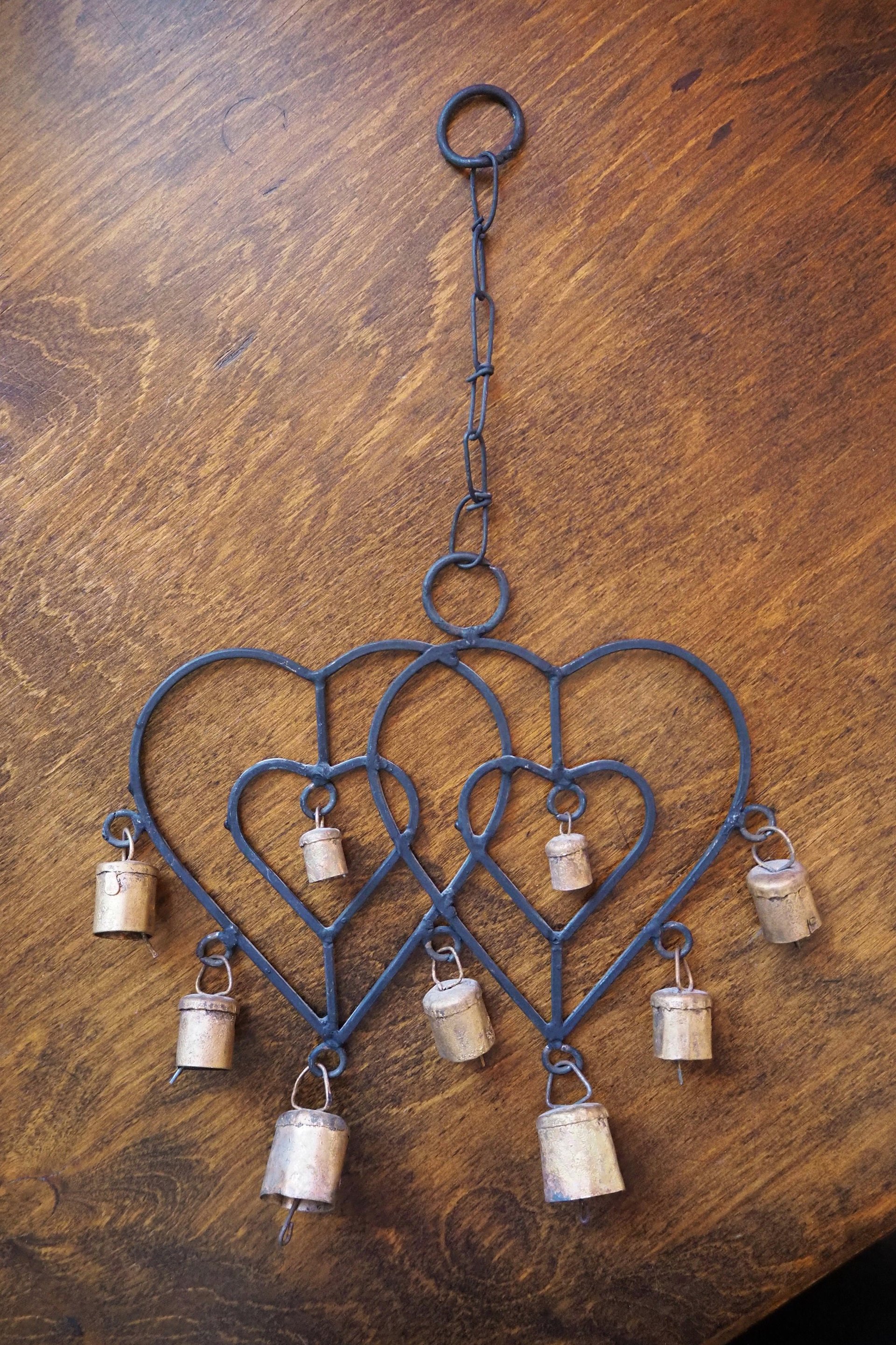 Vintage wind chime | Vintage wind chime with bells | Heart wind chime | Iron wind chime with bells | Wind chime with hearts