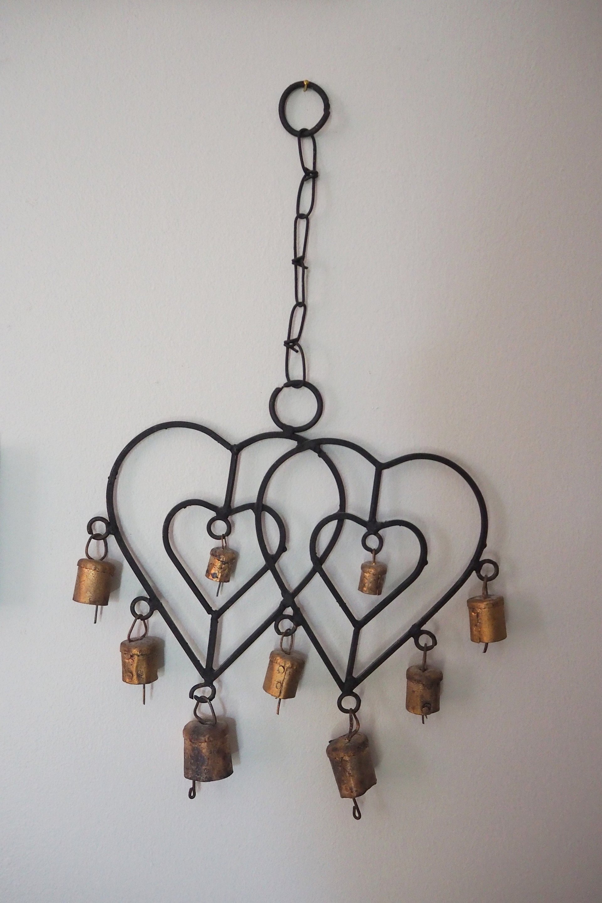 Vintage wind chime | Vintage wind chime with bells | Heart wind chime | Iron wind chime with bells | Wind chime with hearts