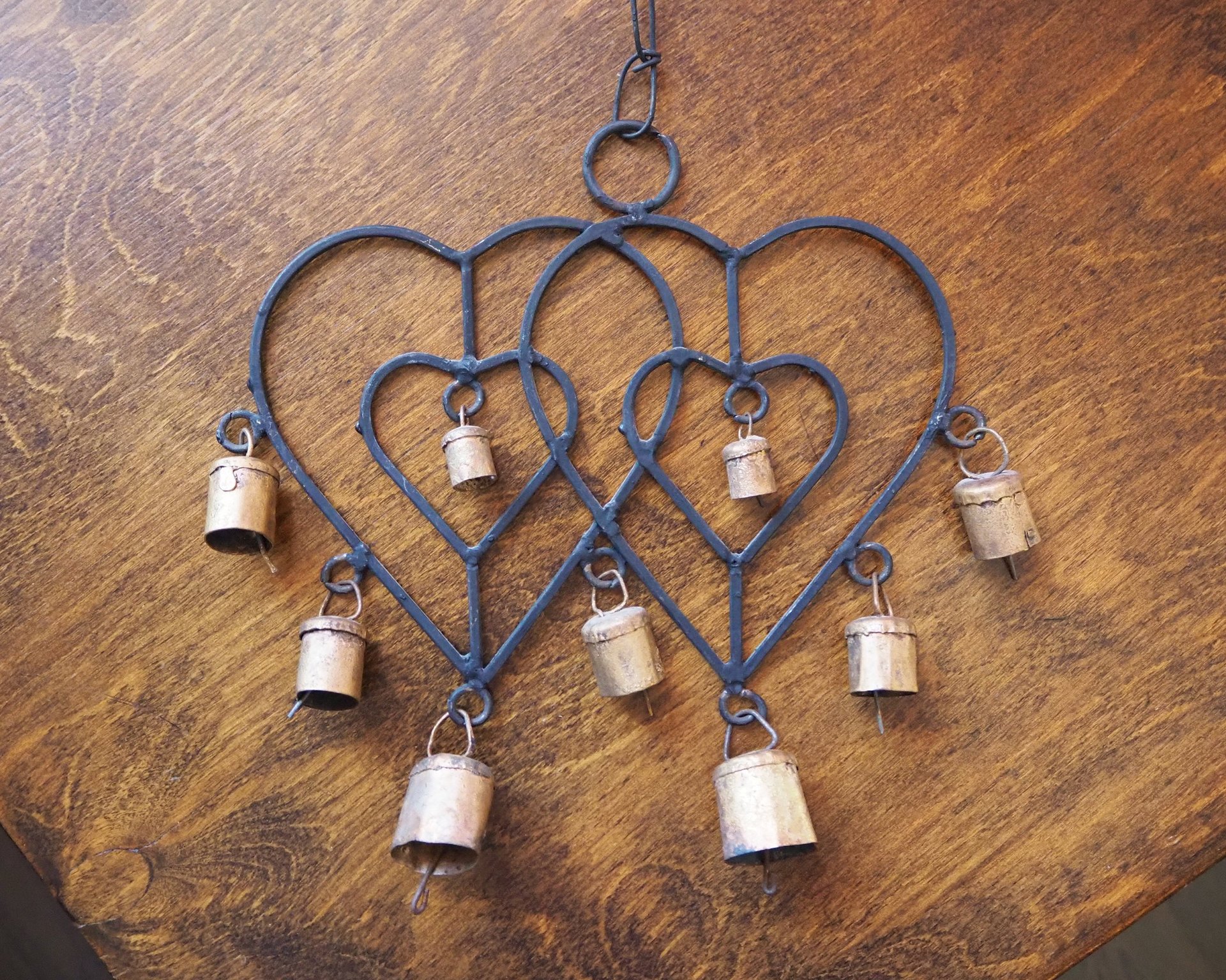 Vintage wind chime | Vintage wind chime with bells | Heart wind chime | Iron wind chime with bells | Wind chime with hearts