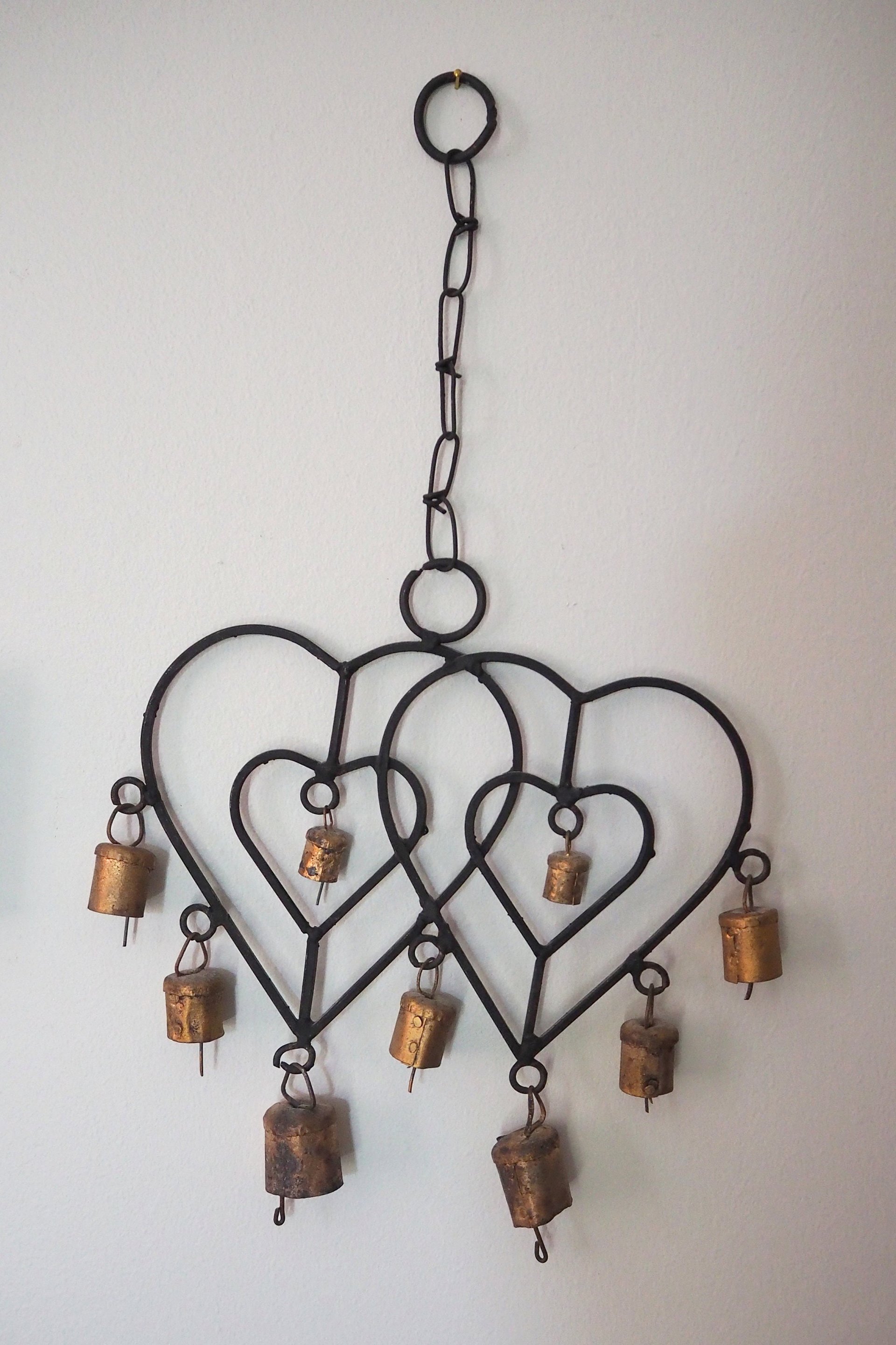 Vintage wind chime | Vintage wind chime with bells | Heart wind chime | Iron wind chime with bells | Wind chime with hearts
