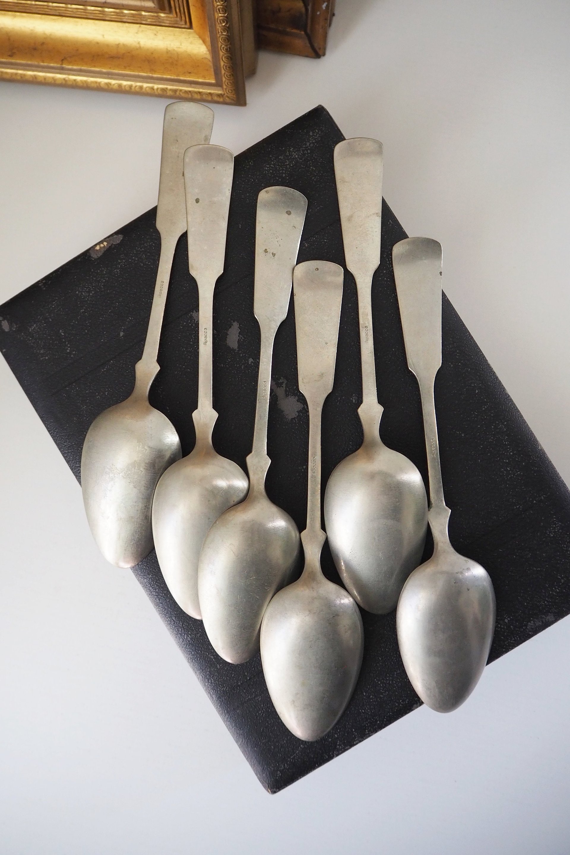 Set of six vintage tablespoons | Large vintage spoons | Musla tablespoons | Vintage alpacca silver tablespoons | Vintage alpacca spoons