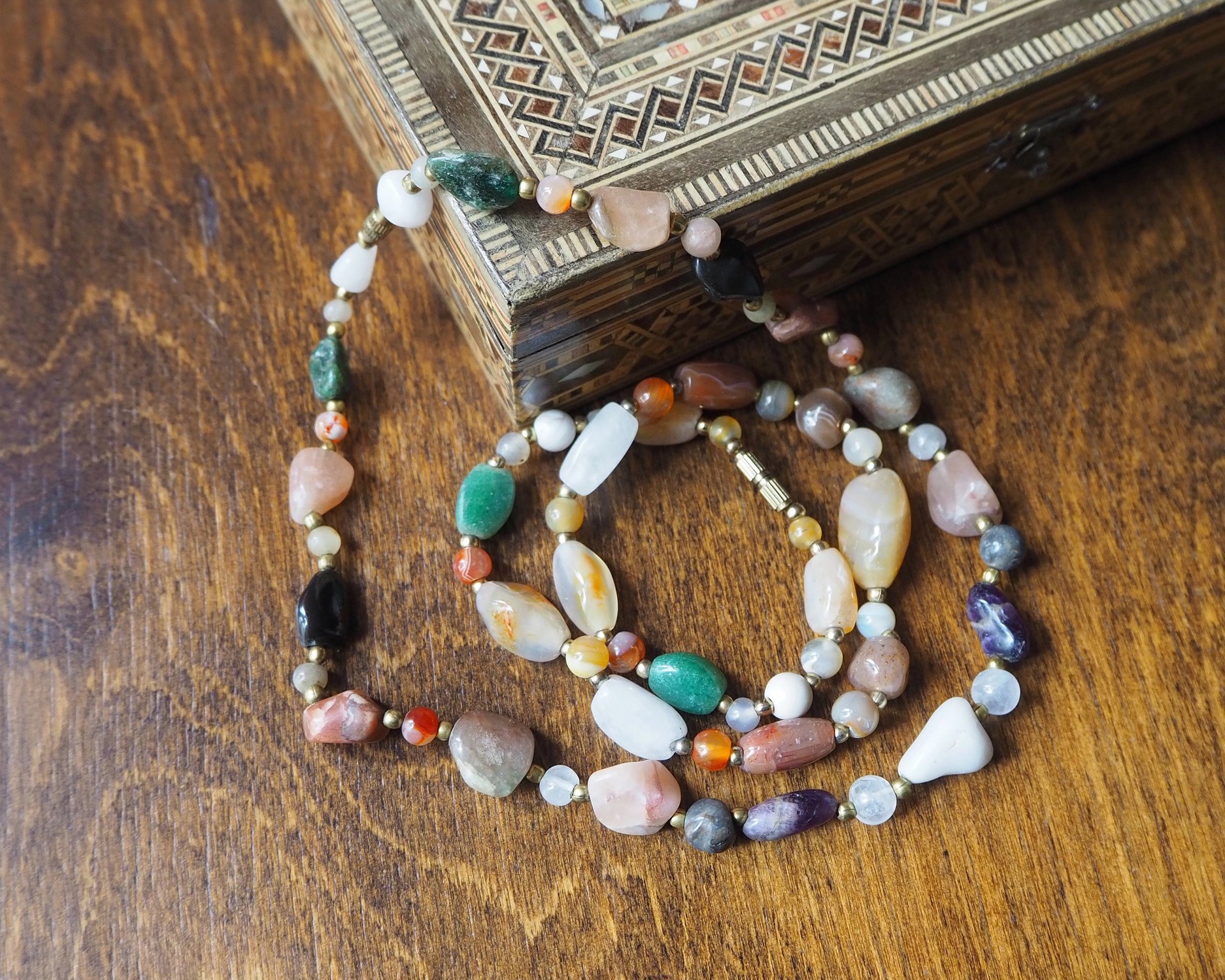 Set of two vintage necklaces | Vintage tumblestone necklaces | Chunky crystal necklaces | Matching tumblestone necklaces