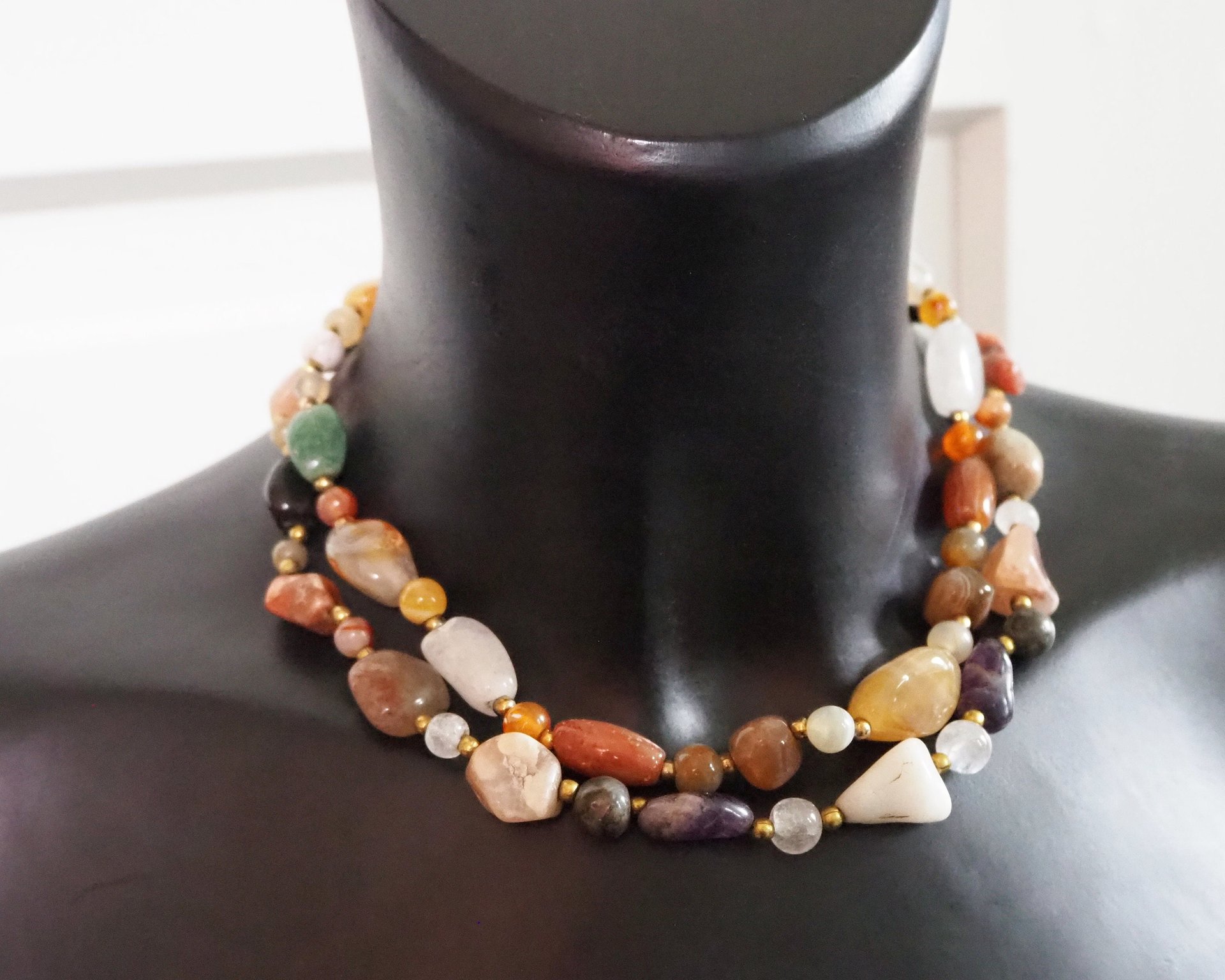Set of two vintage necklaces | Vintage tumblestone necklaces | Chunky crystal necklaces | Matching tumblestone necklaces