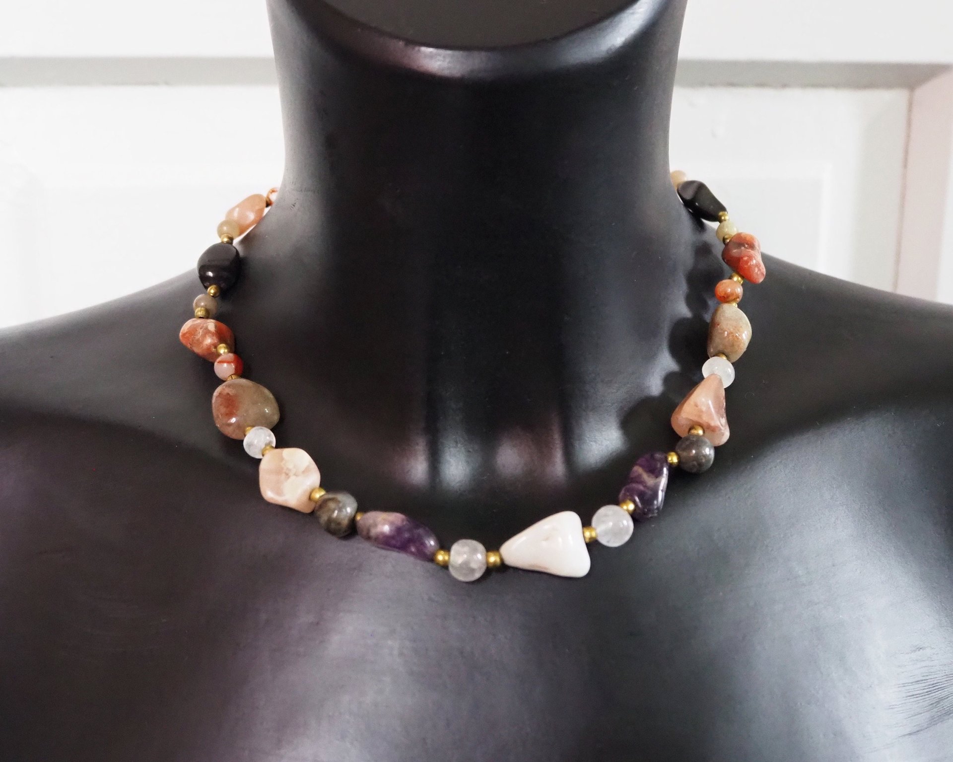 Set of two vintage necklaces | Vintage tumblestone necklaces | Chunky crystal necklaces | Matching tumblestone necklaces