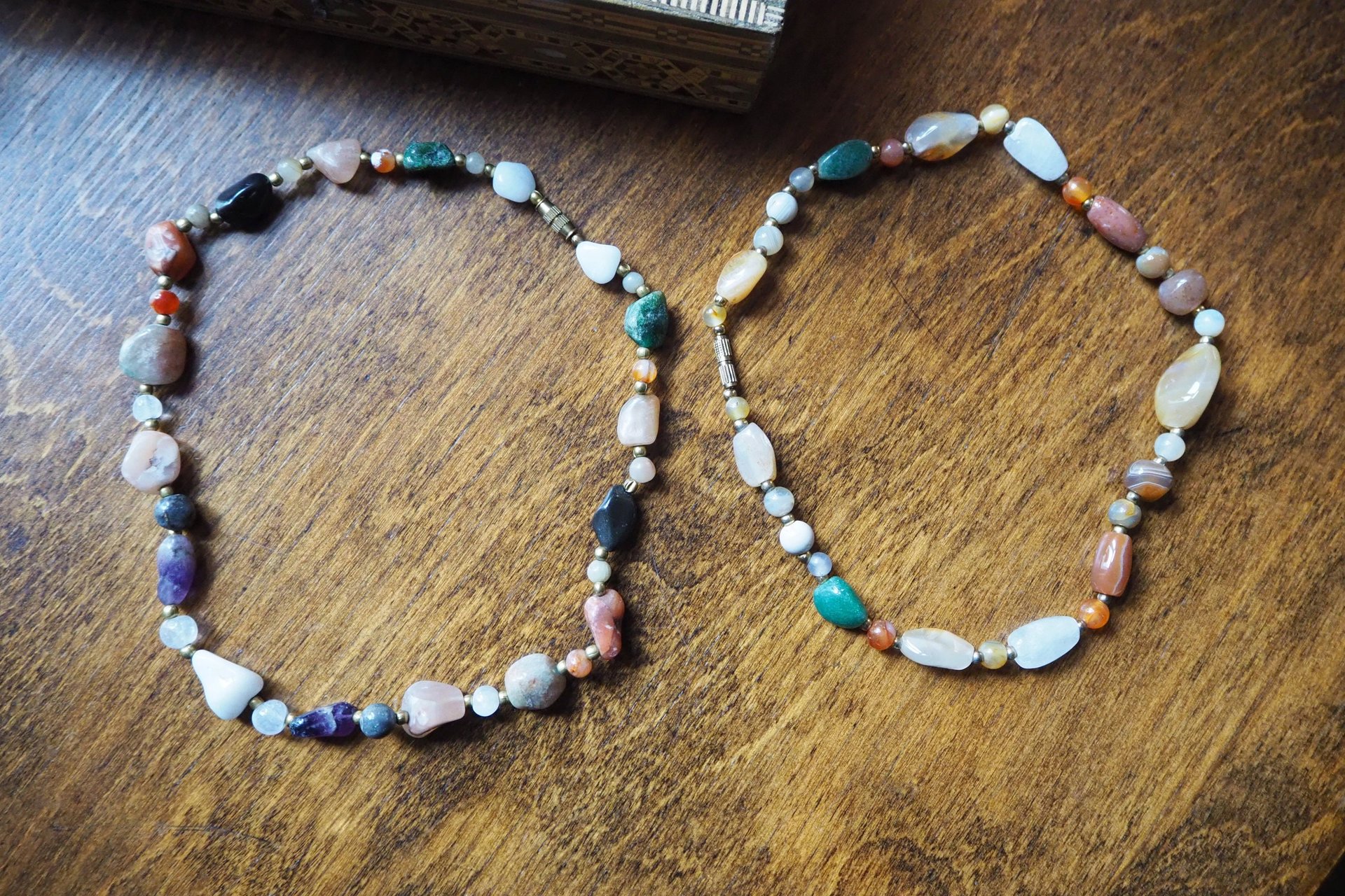 Set of two vintage necklaces | Vintage tumblestone necklaces | Chunky crystal necklaces | Matching tumblestone necklaces