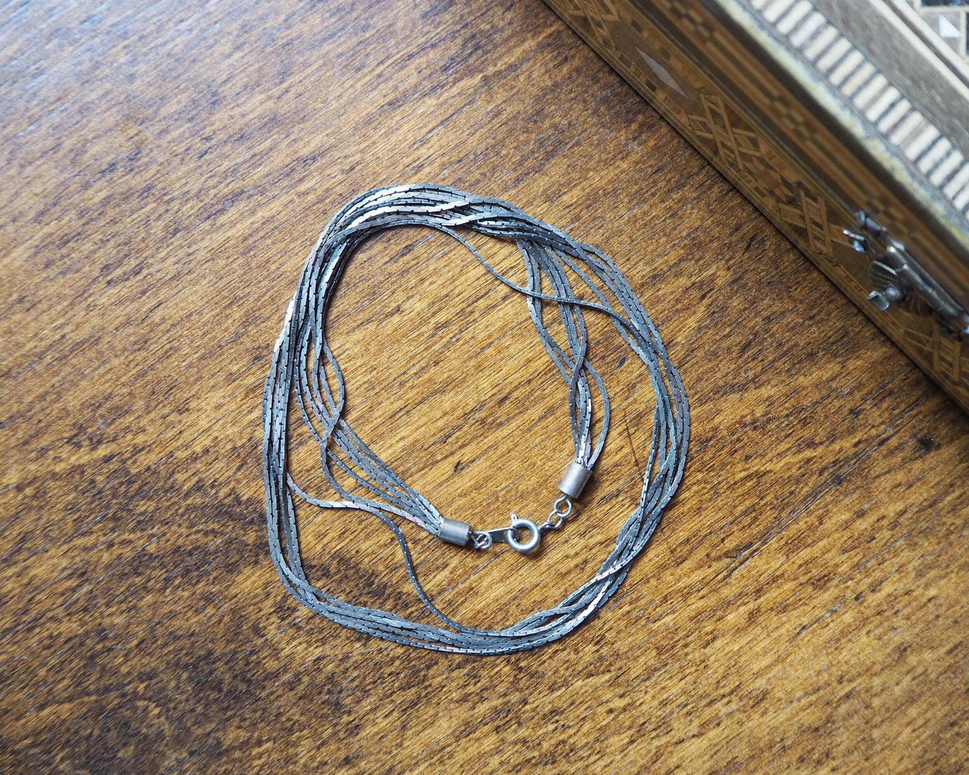 Vintage multichain necklace | Silver tone necklace | Vintage silver tone necklace | Multi-chain necklace | Thin multichain necklace