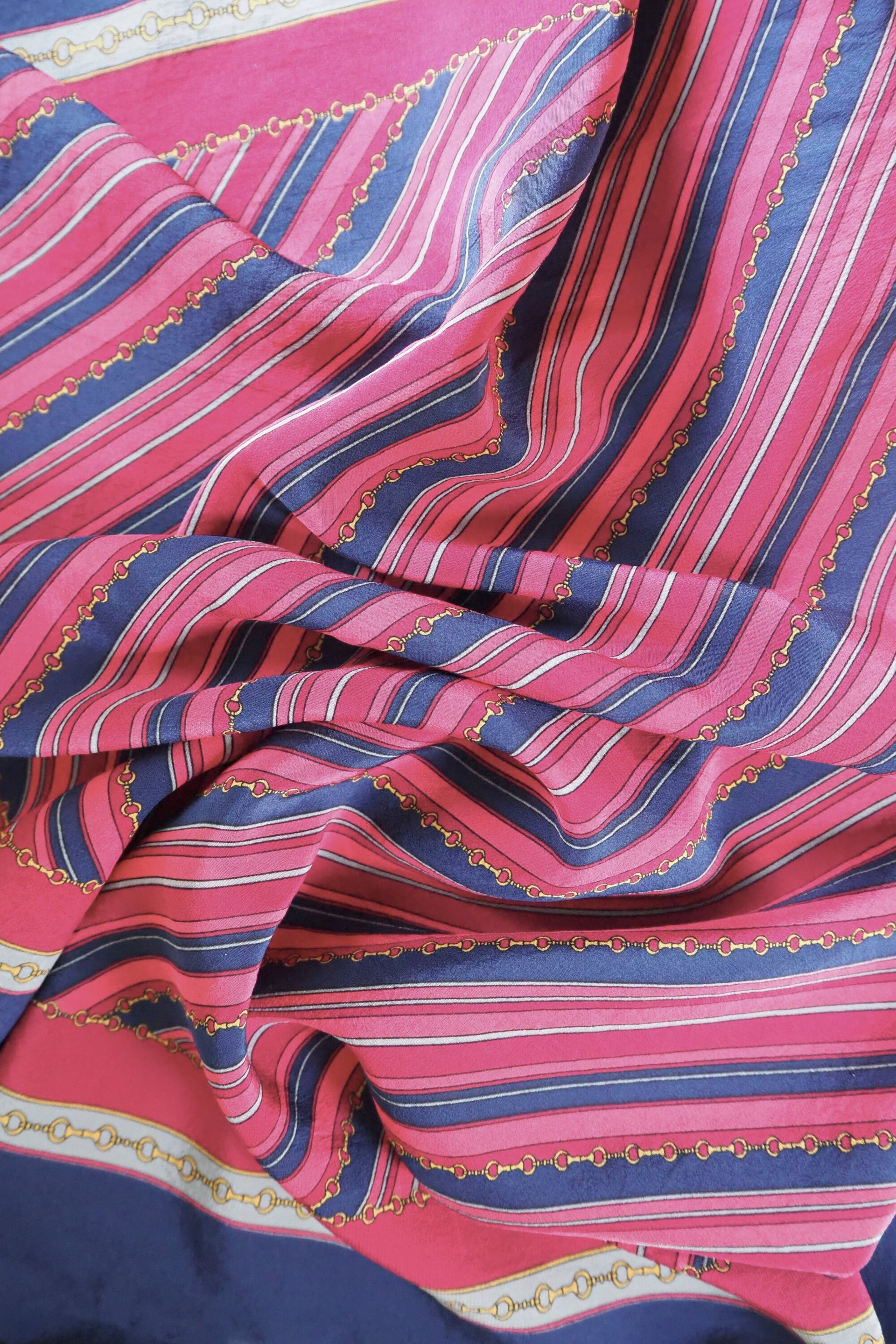 Vintage silk scarf | Striped silk scarf | Small vintage silk scarf | Silk scarf