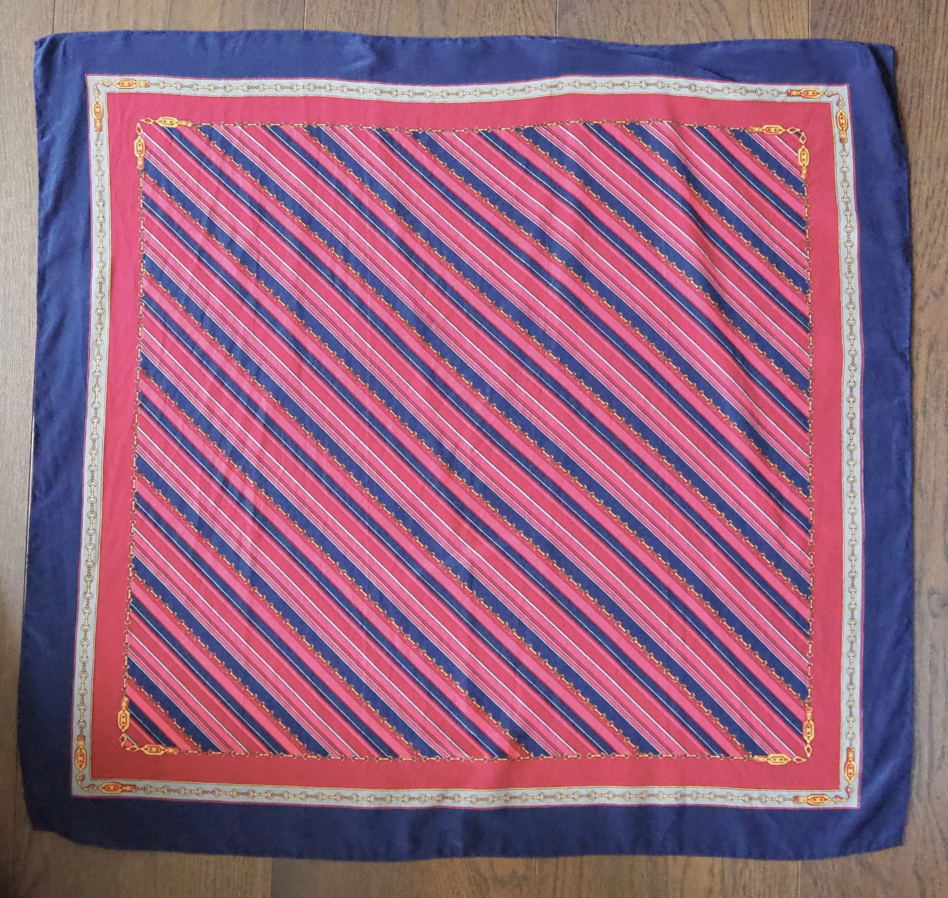 Vintage silk scarf | Striped silk scarf | Small vintage silk scarf | Silk scarf