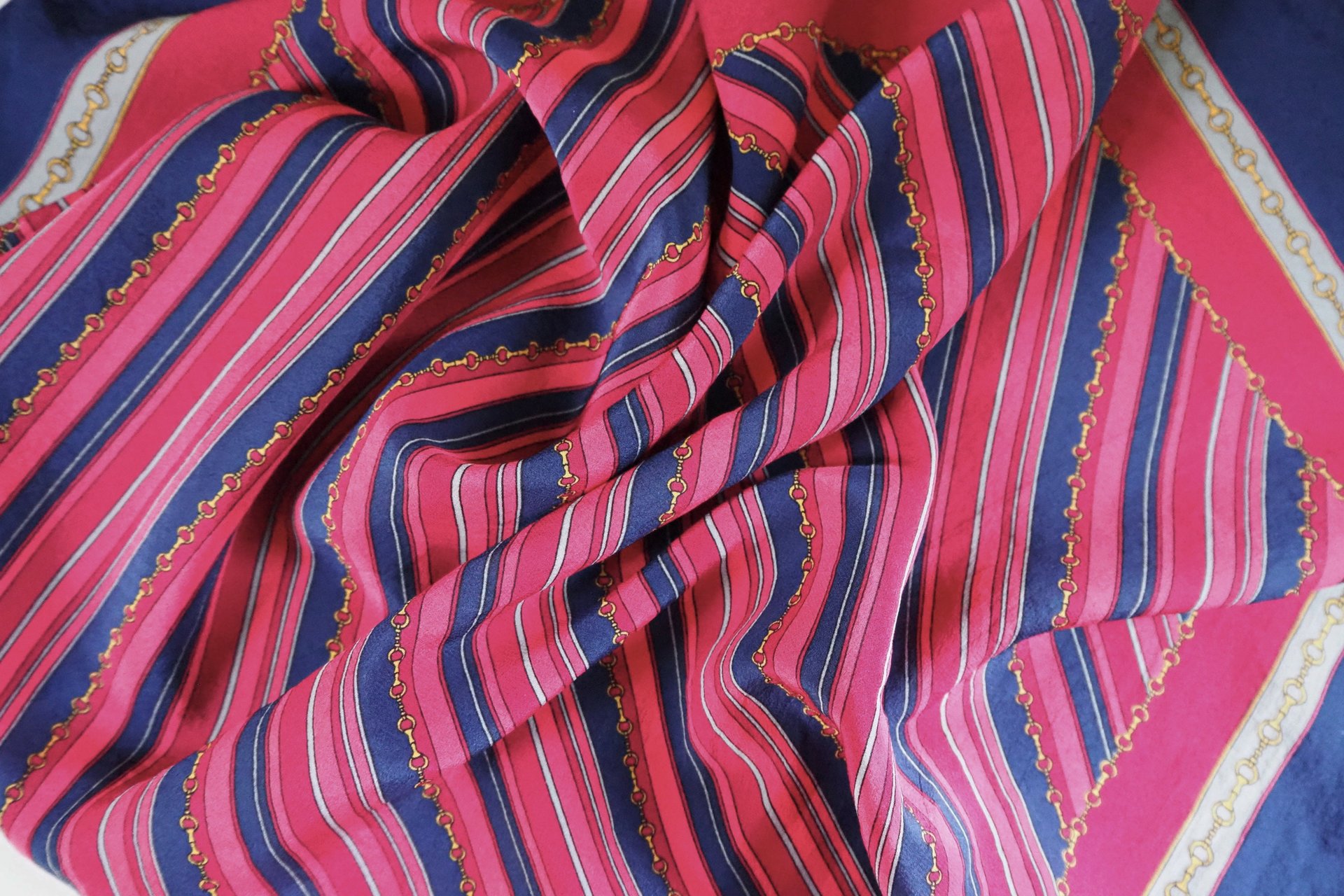 Vintage silk scarf | Striped silk scarf | Small vintage silk scarf | Silk scarf