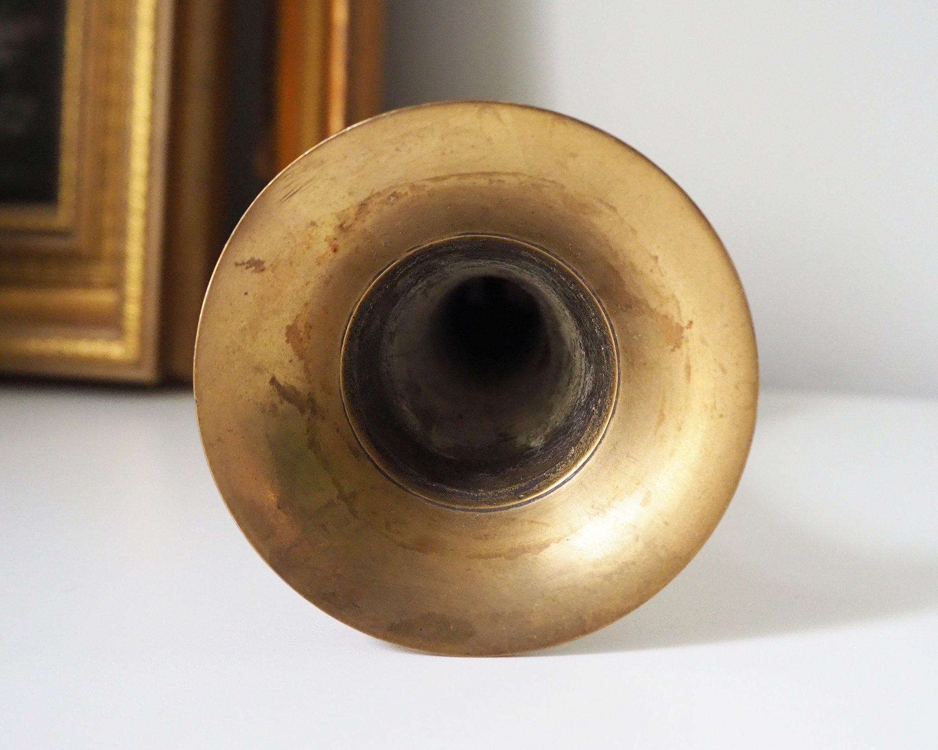 Vintage brass vase | Etched brass vase | Vintage single flower vase | Tall brass vase | Vintage vase