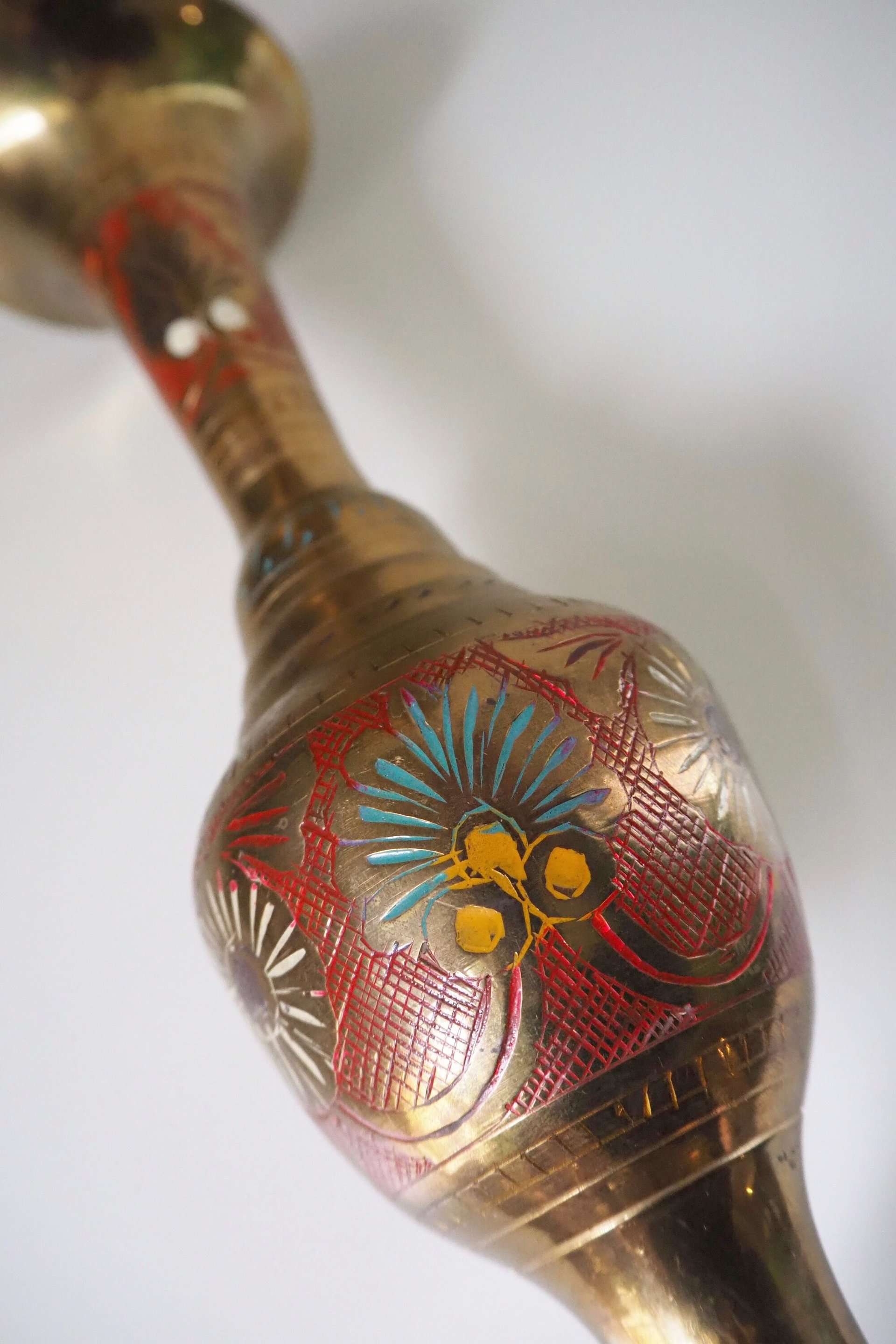 Vintage brass vase | Etched brass vase | Vintage single flower vase | Tall brass vase | Vintage vase