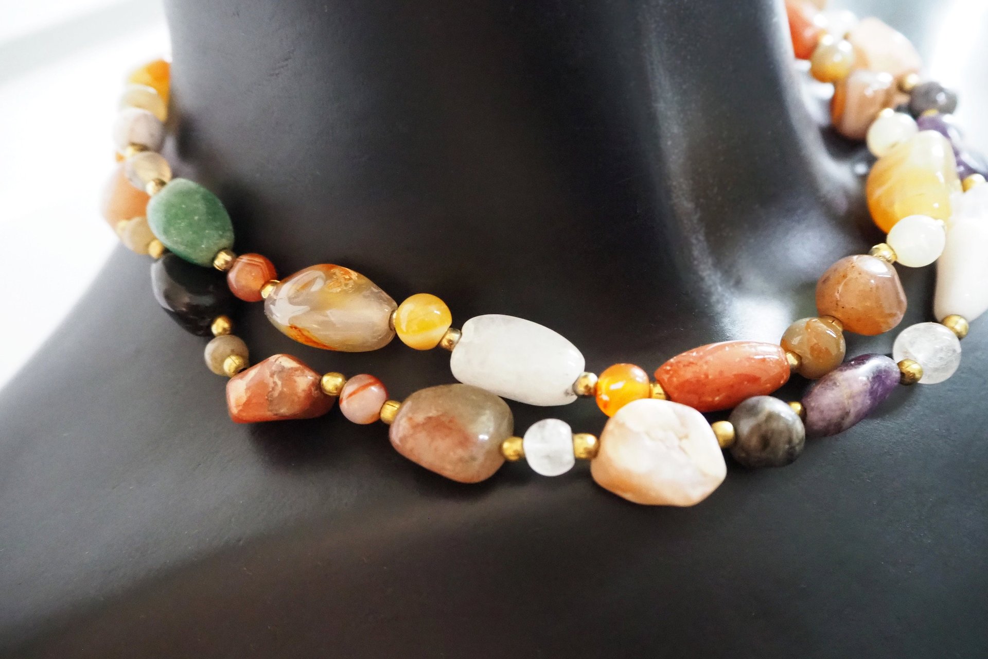 Set of two vintage necklaces | Vintage tumblestone necklaces | Chunky crystal necklaces | Matching tumblestone necklaces