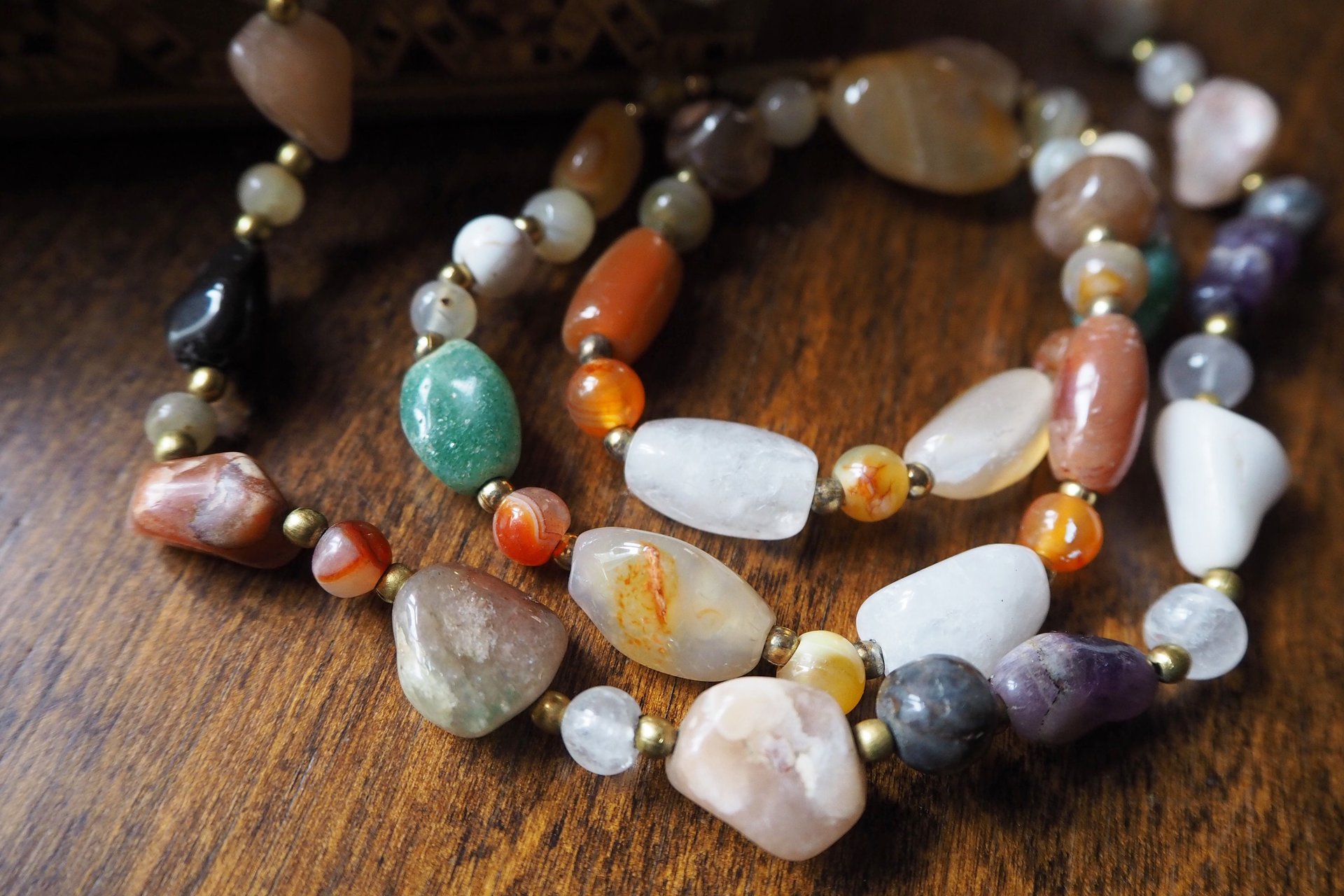 Set of two vintage necklaces | Vintage tumblestone necklaces | Chunky crystal necklaces | Matching tumblestone necklaces