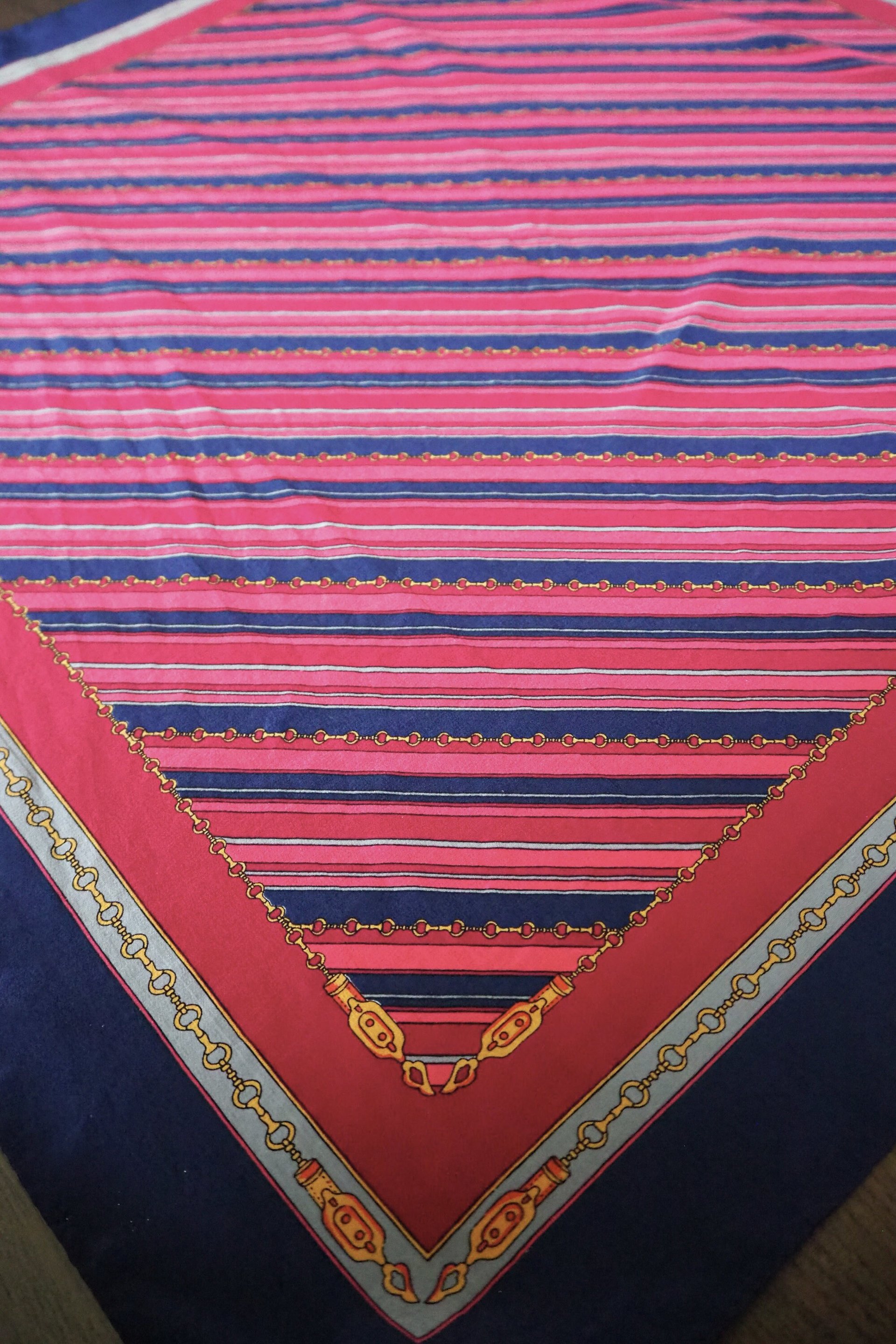 Vintage silk scarf | Striped silk scarf | Small vintage silk scarf | Silk scarf