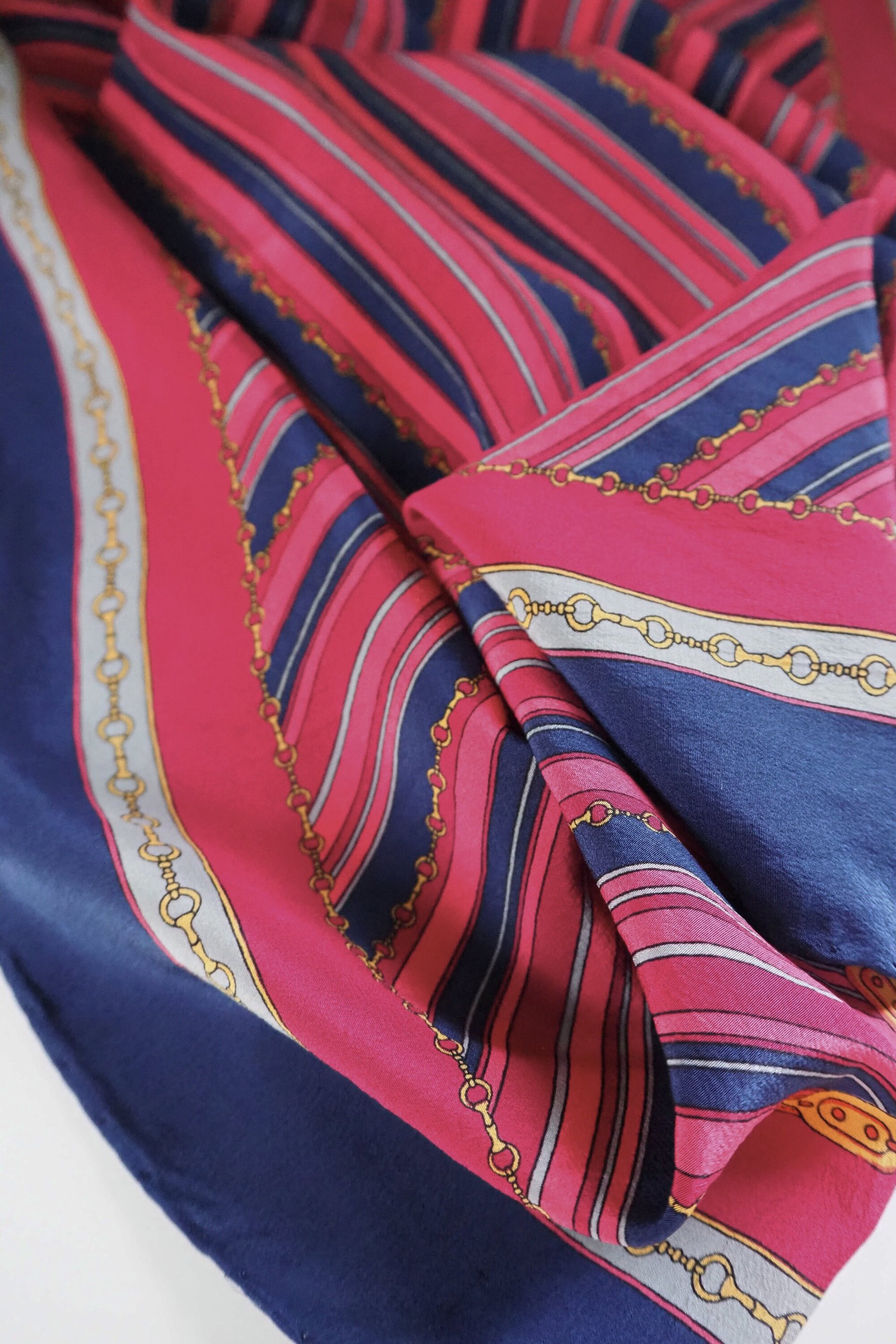 Vintage silk scarf | Striped silk scarf | Small vintage silk scarf | Silk scarf