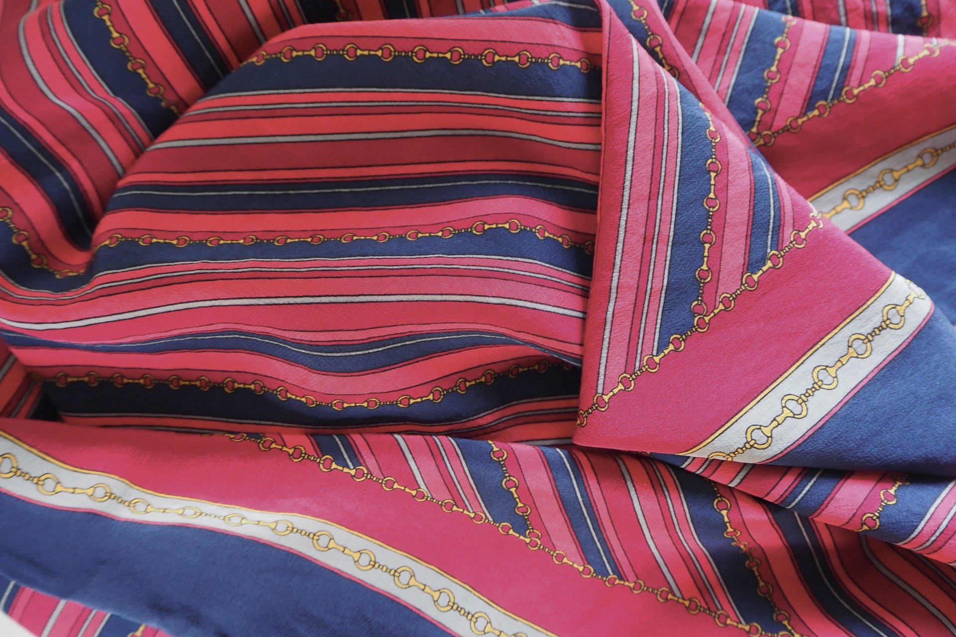 Vintage silk scarf | Striped silk scarf | Small vintage silk scarf | Silk scarf