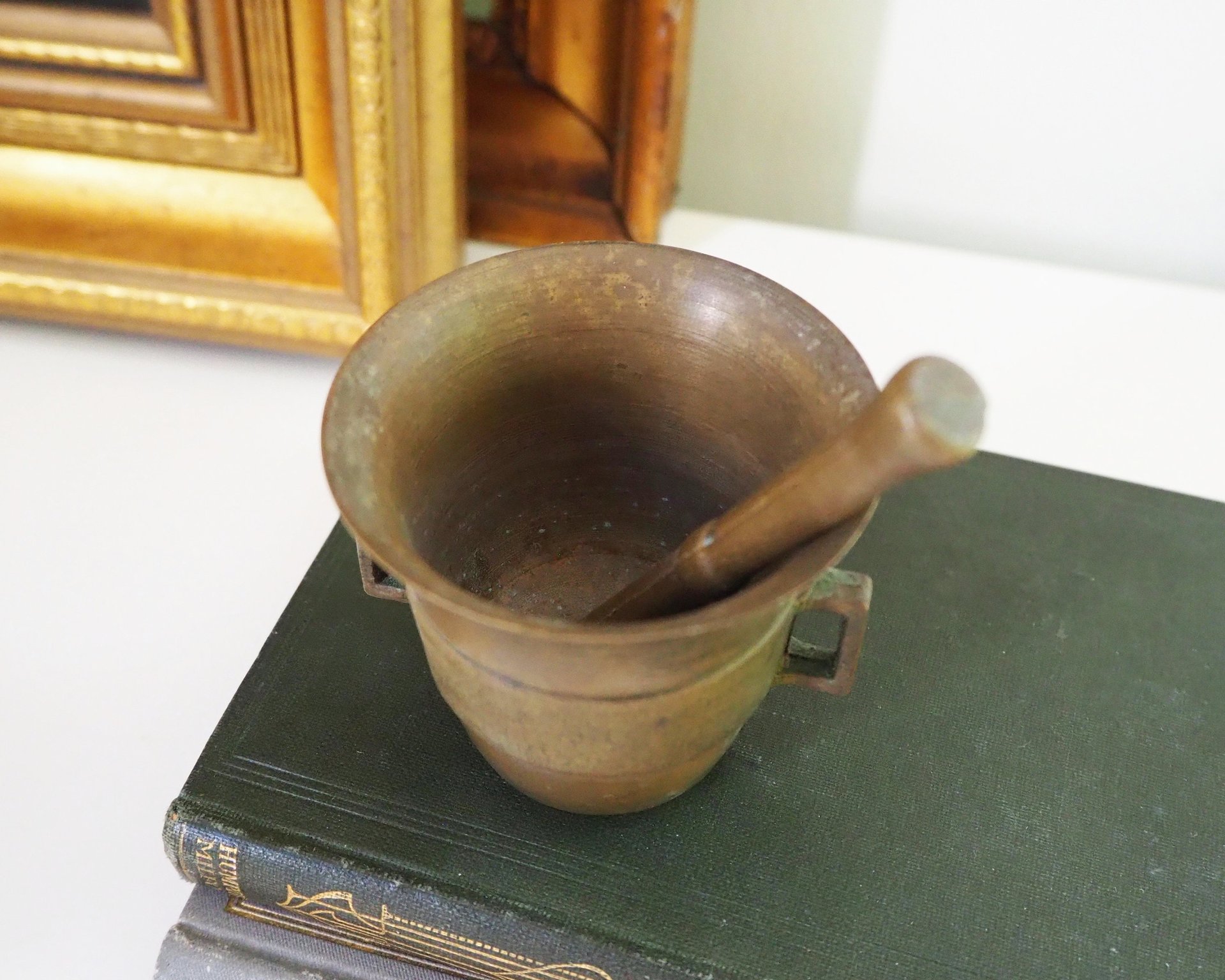 Vintage brass mortar and pestle | Small brass mortar | Small vintage mortar and pestle