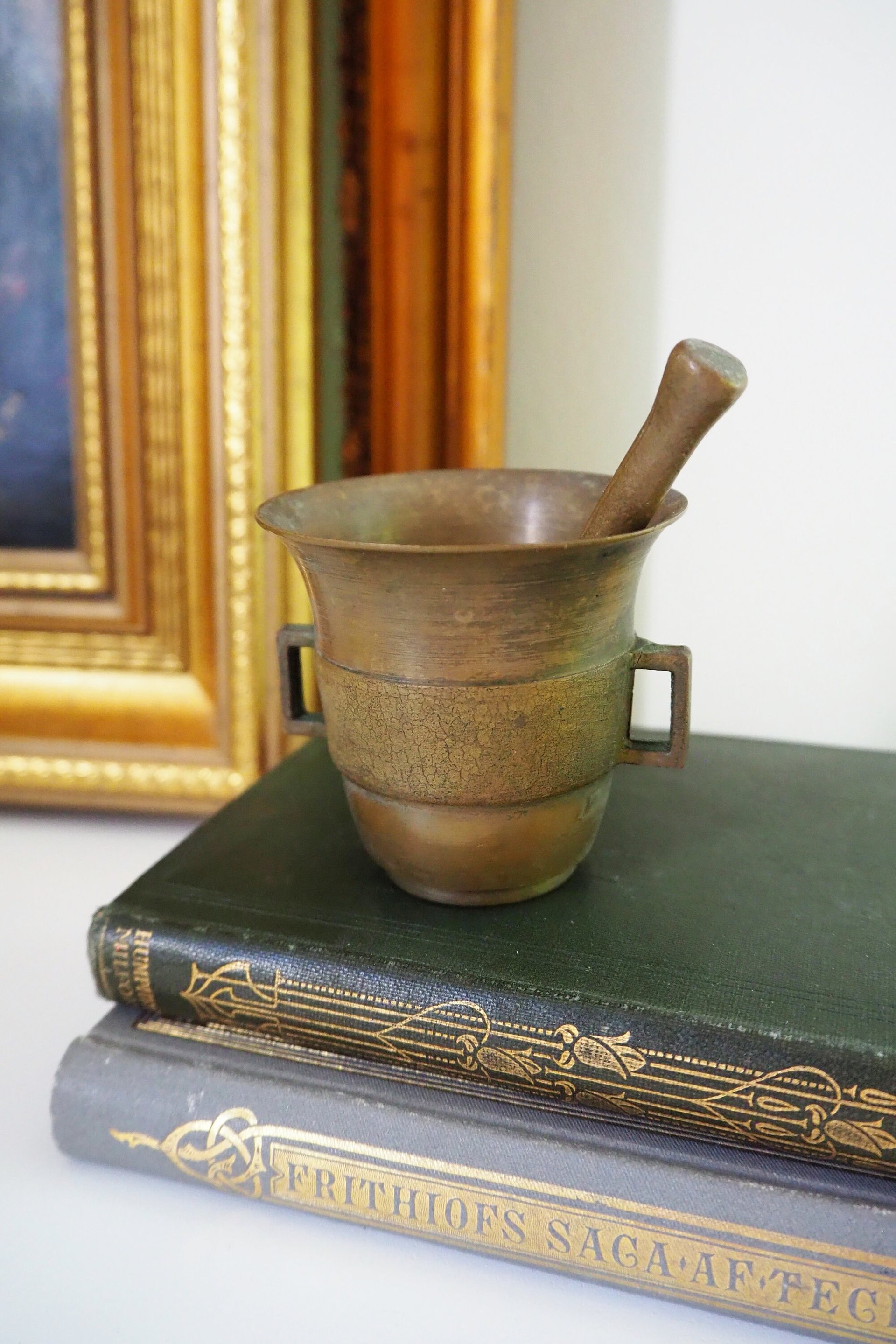 Vintage brass mortar and pestle | Small brass mortar | Small vintage mortar and pestle