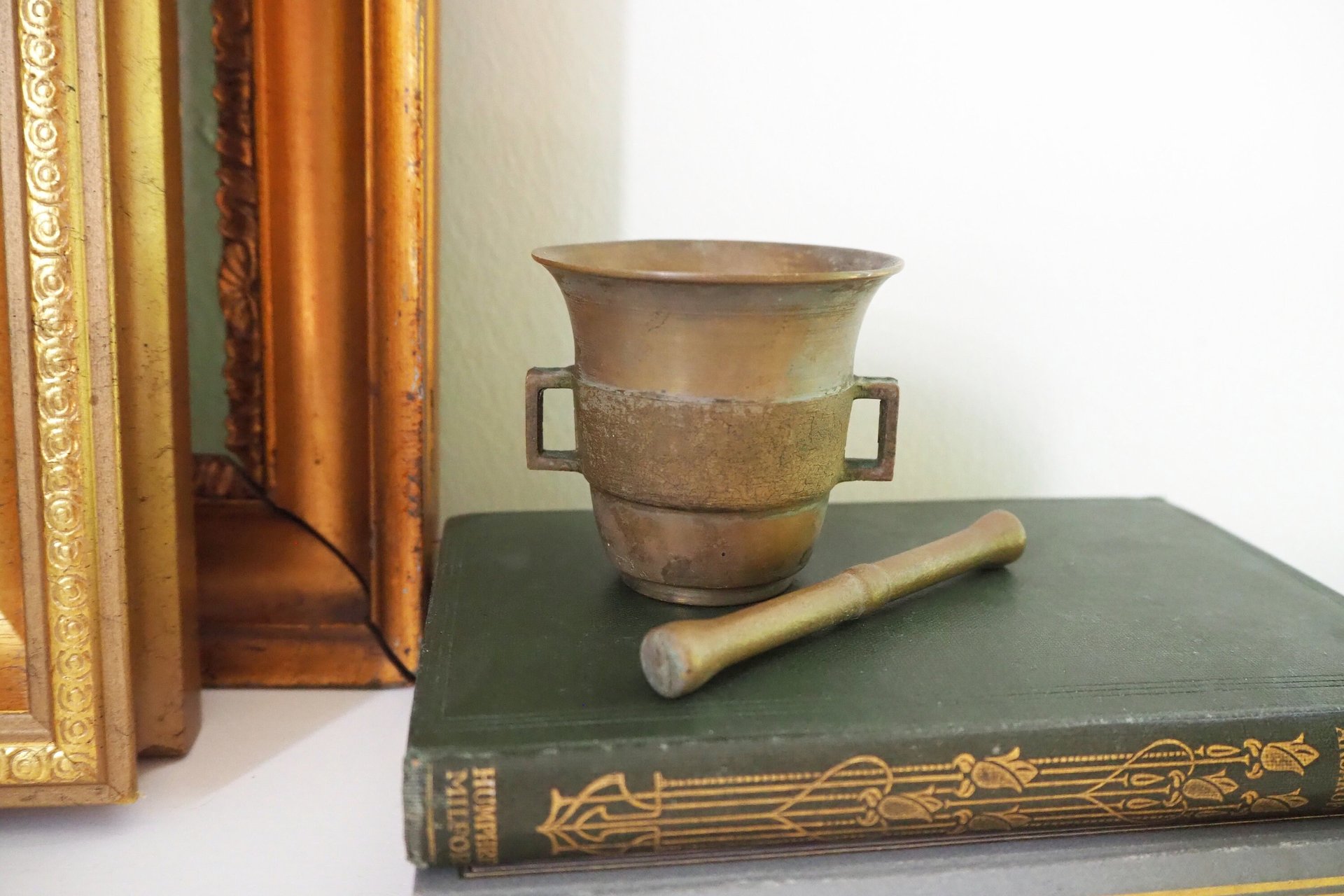 Vintage brass mortar and pestle | Small brass mortar | Small vintage mortar and pestle
