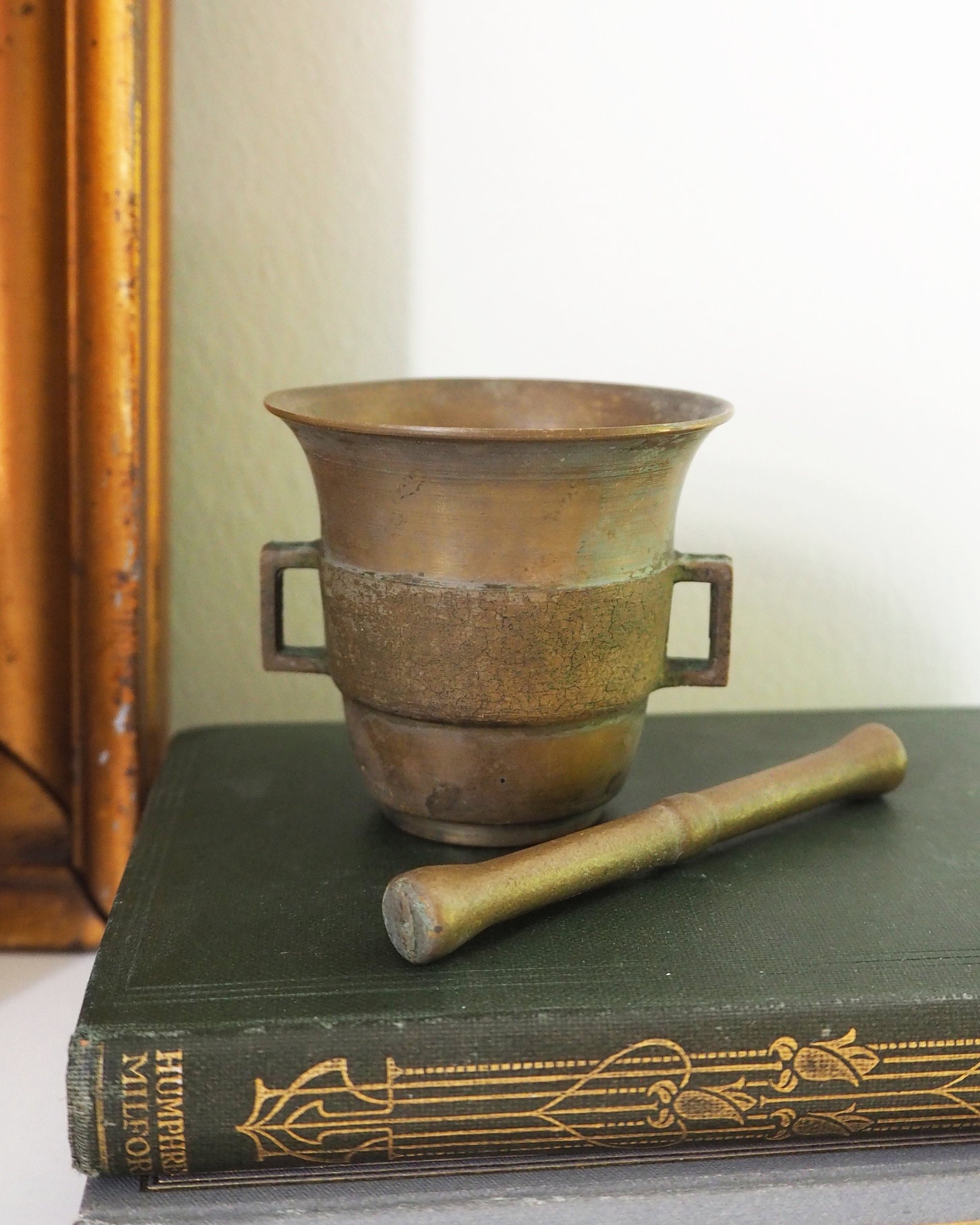 Vintage brass mortar and pestle | Small brass mortar | Small vintage mortar and pestle