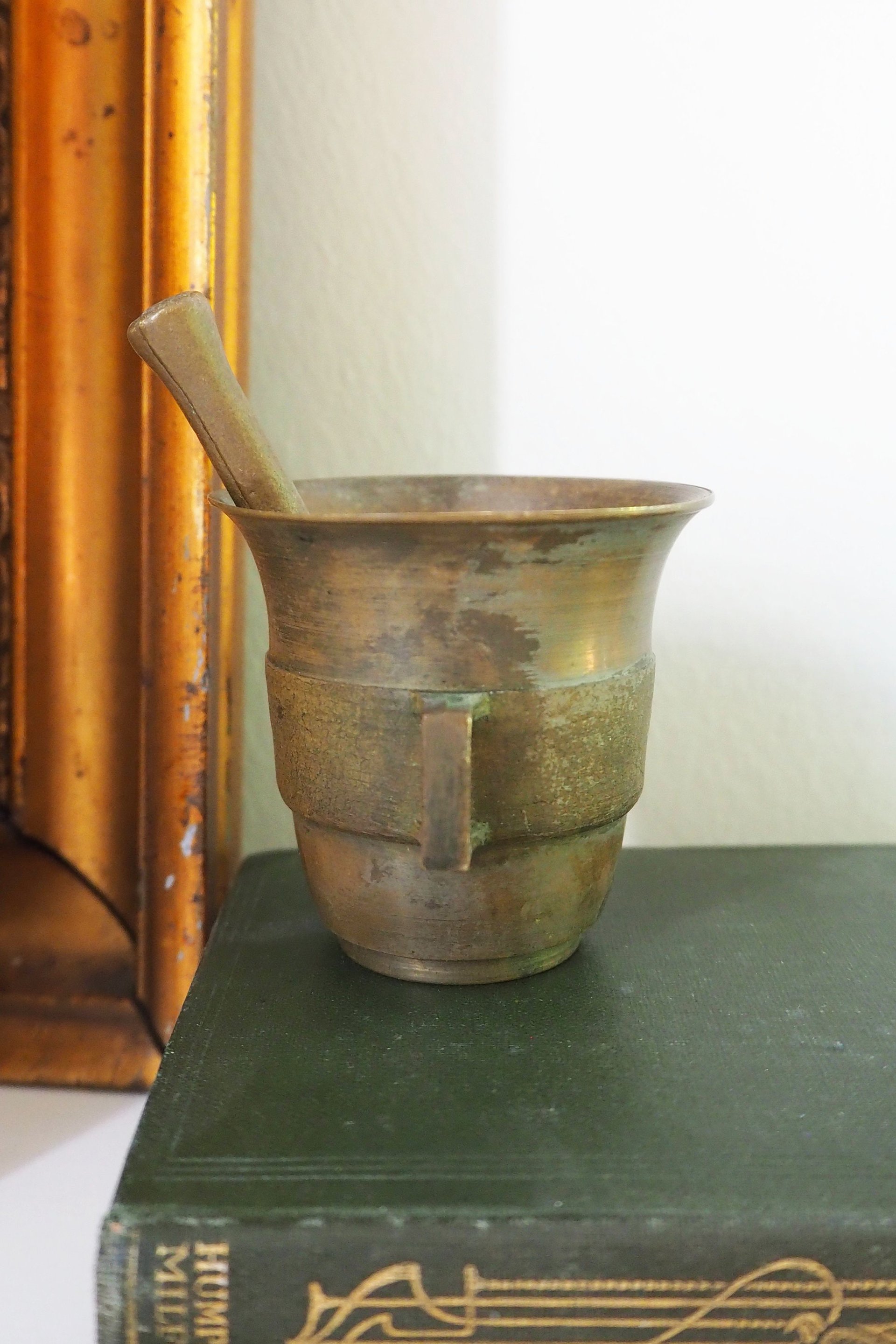 Vintage brass mortar and pestle | Small brass mortar | Small vintage mortar and pestle