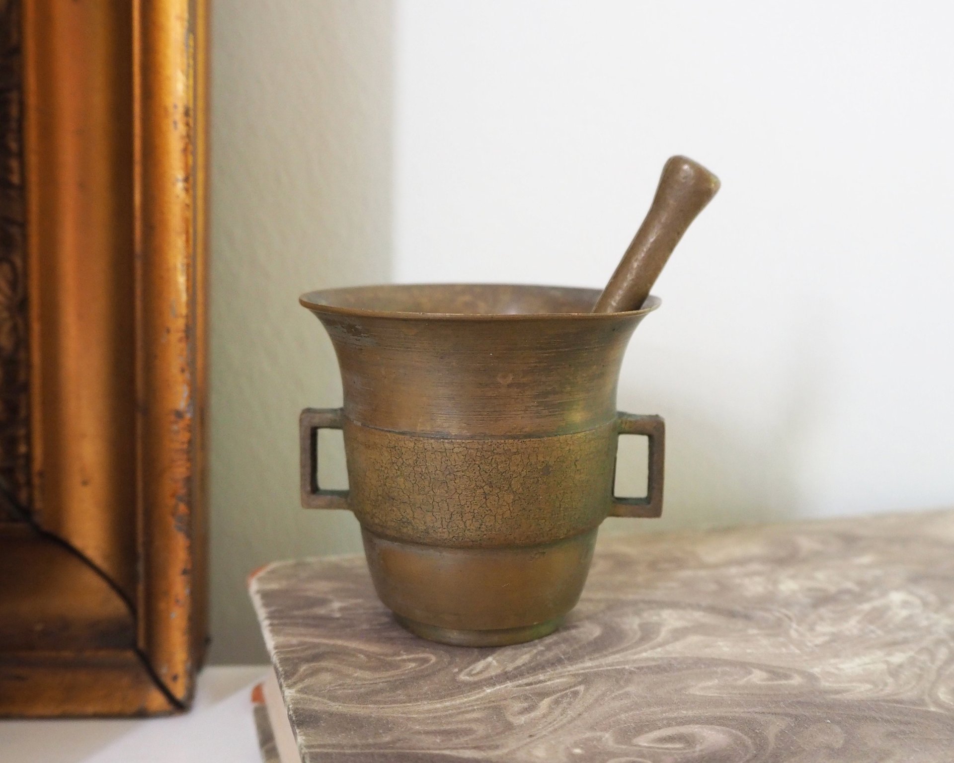 Vintage brass mortar and pestle | Small brass mortar | Small vintage mortar and pestle