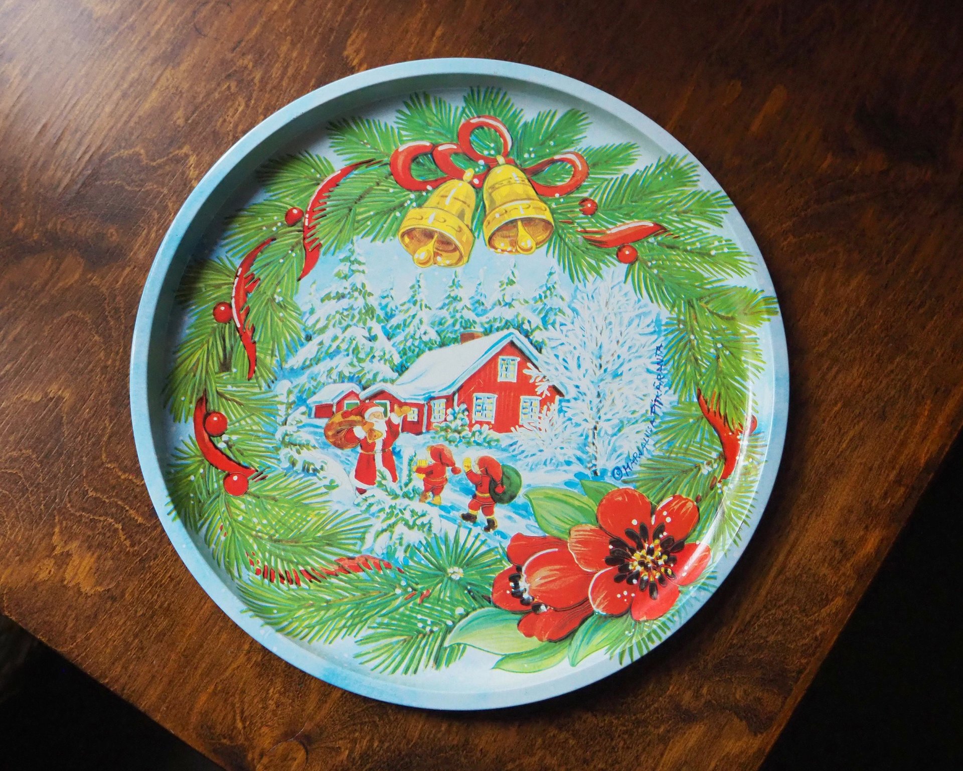Vintage Christmas tray | Vintage tin tray | Vintage Santa Claus tin tray | Vintage tray | Made in Finland