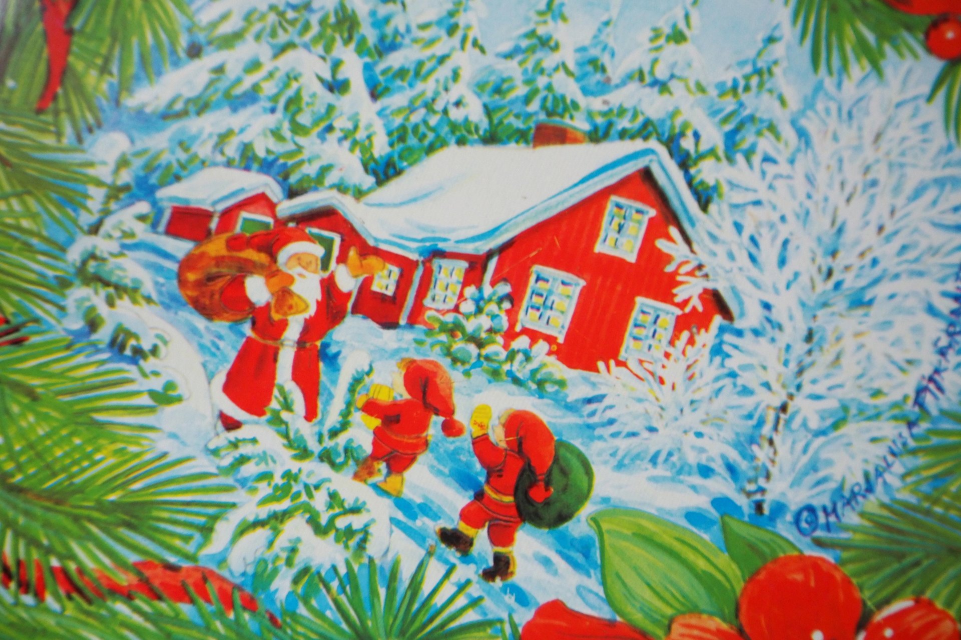 Vintage Christmas tray | Vintage tin tray | Vintage Santa Claus tin tray | Vintage tray | Made in Finland