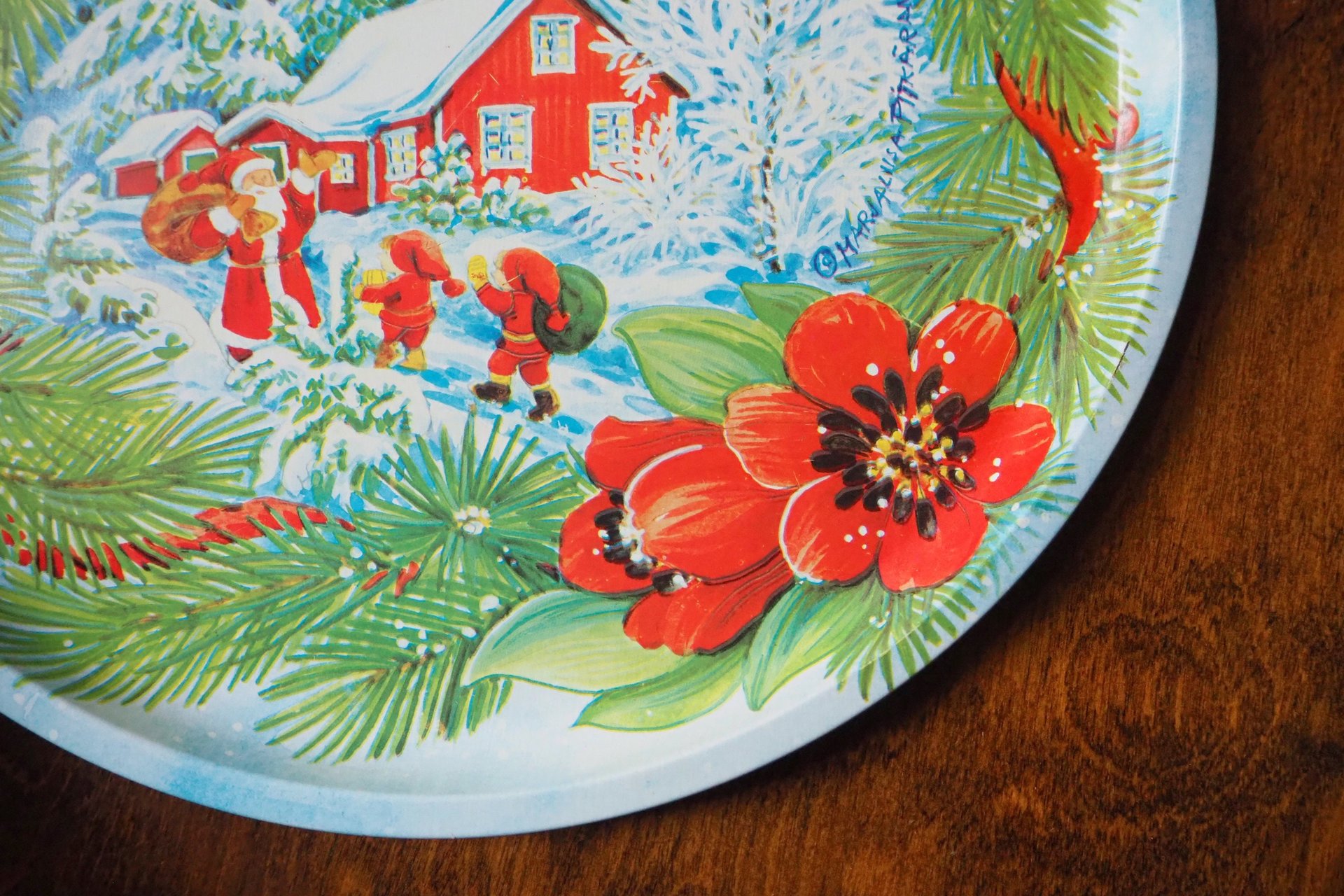 Vintage Christmas tray | Vintage tin tray | Vintage Santa Claus tin tray | Vintage tray | Made in Finland