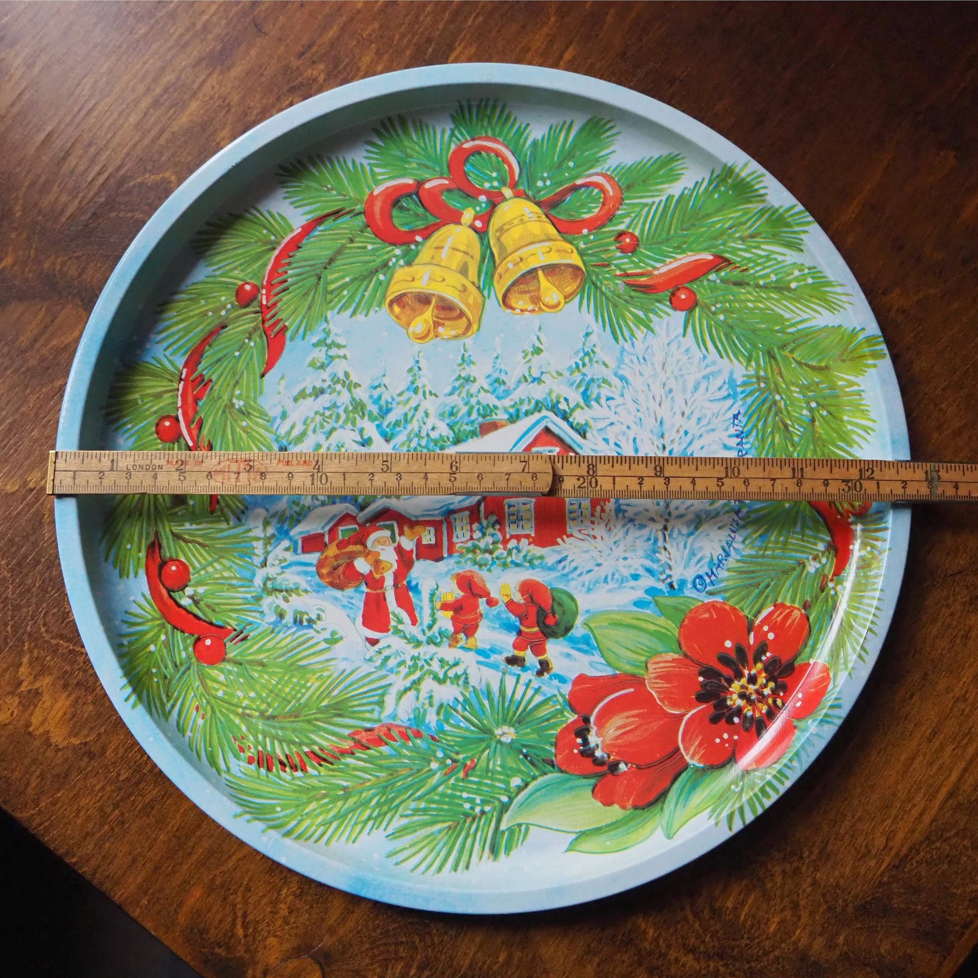 Vintage Christmas tray | Vintage tin tray | Vintage Santa Claus tin tray | Vintage tray | Made in Finland