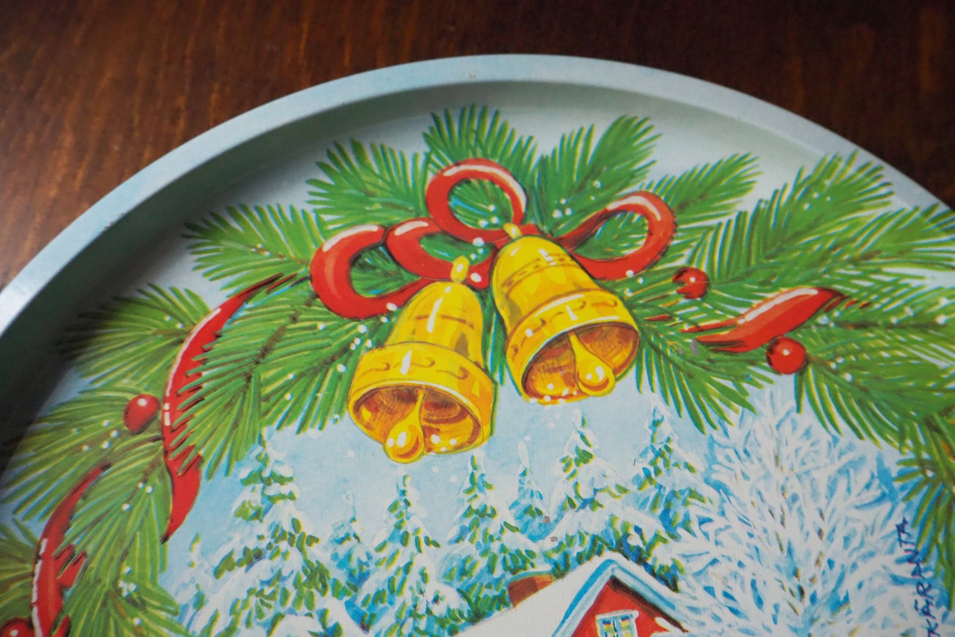 Vintage Christmas tray | Vintage tin tray | Vintage Santa Claus tin tray | Vintage tray | Made in Finland