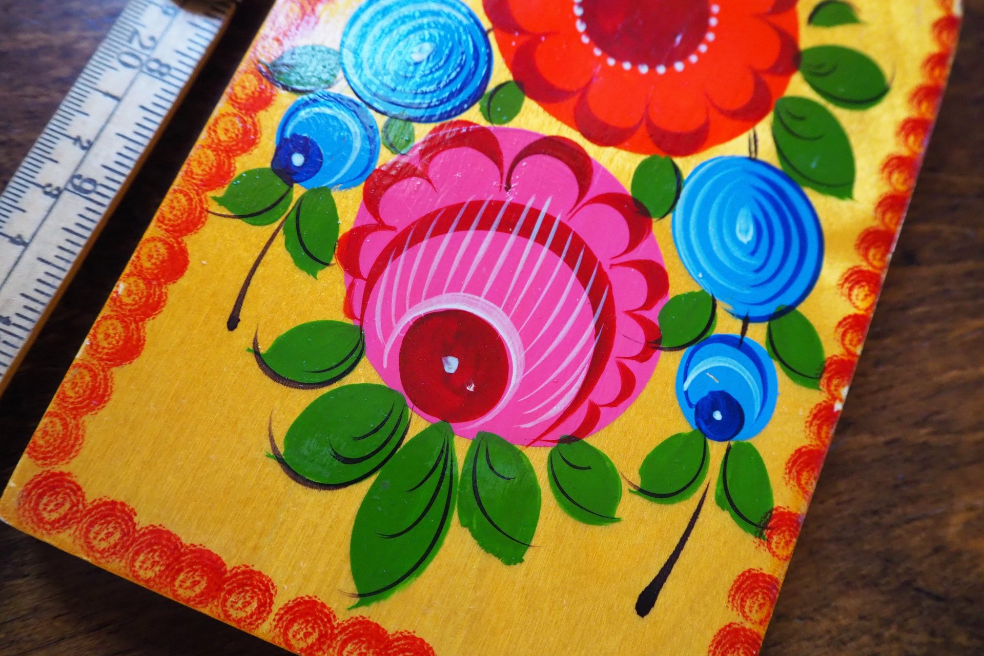 Vintage cutting board | Vintage folk art cutting board | Vintage handpainted food board | Khokhloma cutting board