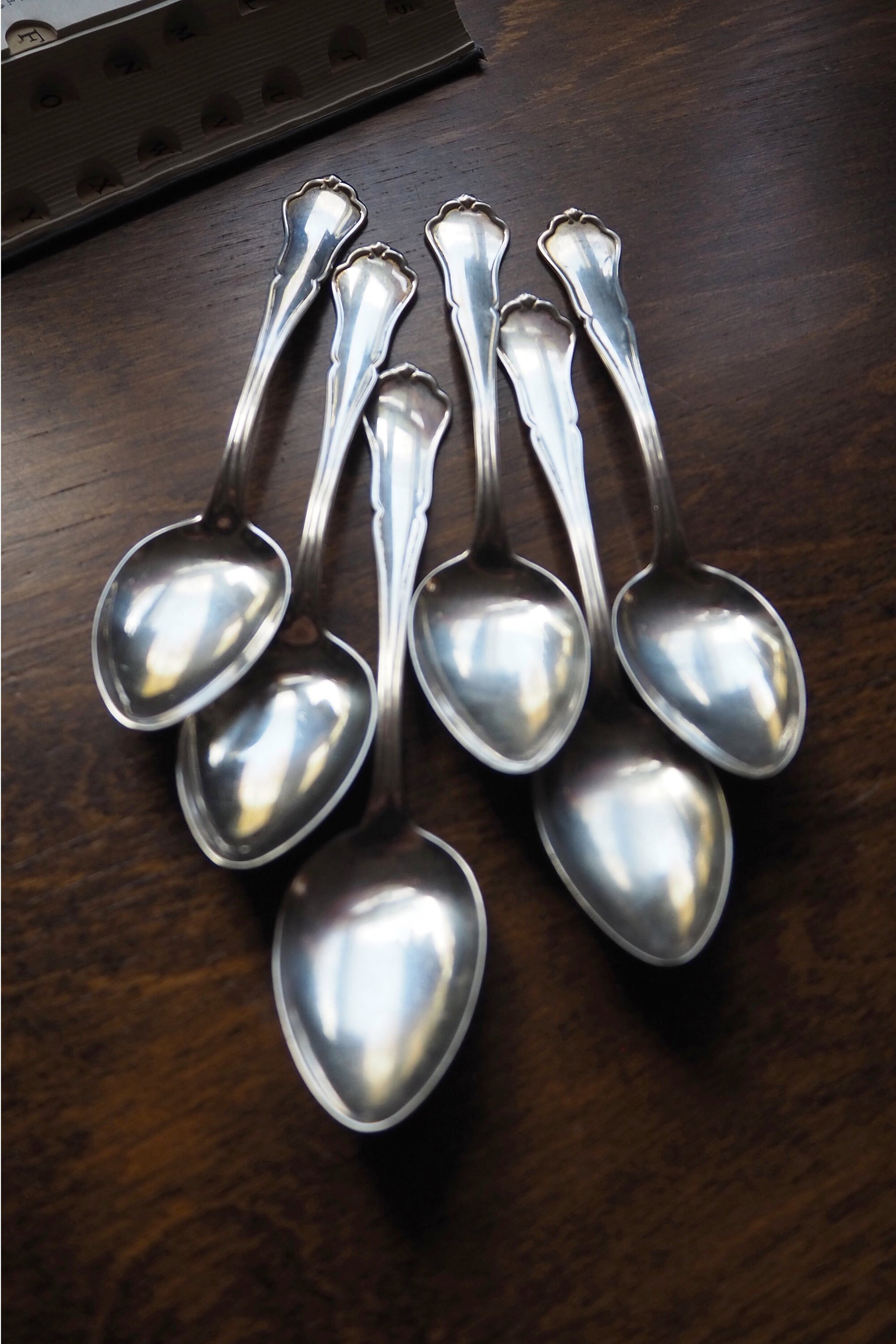 Set of six vintage spoons | Vintage spoons | Vintage alpacca silver spoons | Vintage alpacca spoons