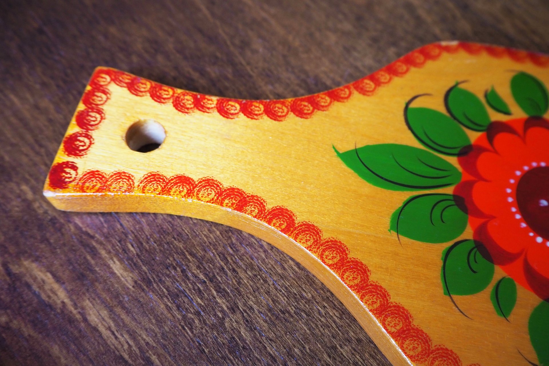 Vintage cutting board | Vintage folk art cutting board | Vintage handpainted food board | Khokhloma cutting board