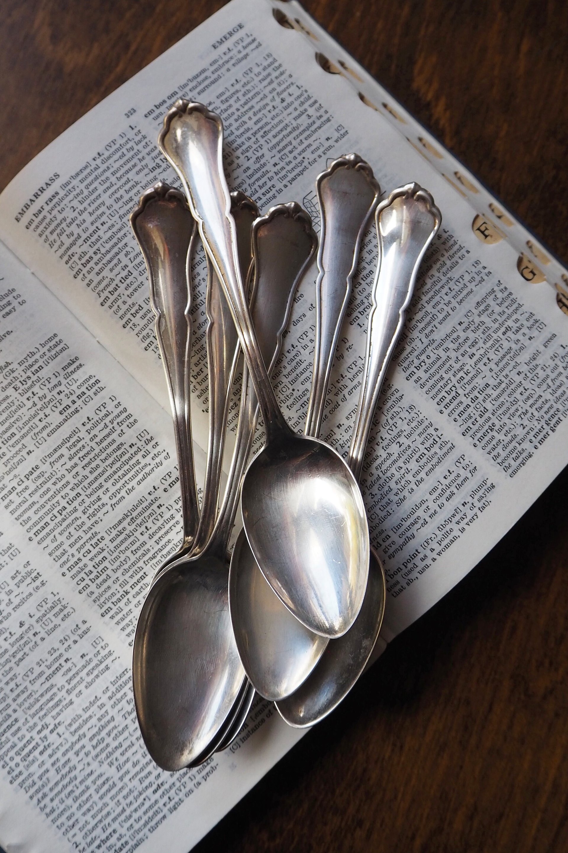 Set of six vintage spoons | Vintage spoons | Vintage alpacca silver spoons | Vintage alpacca spoons