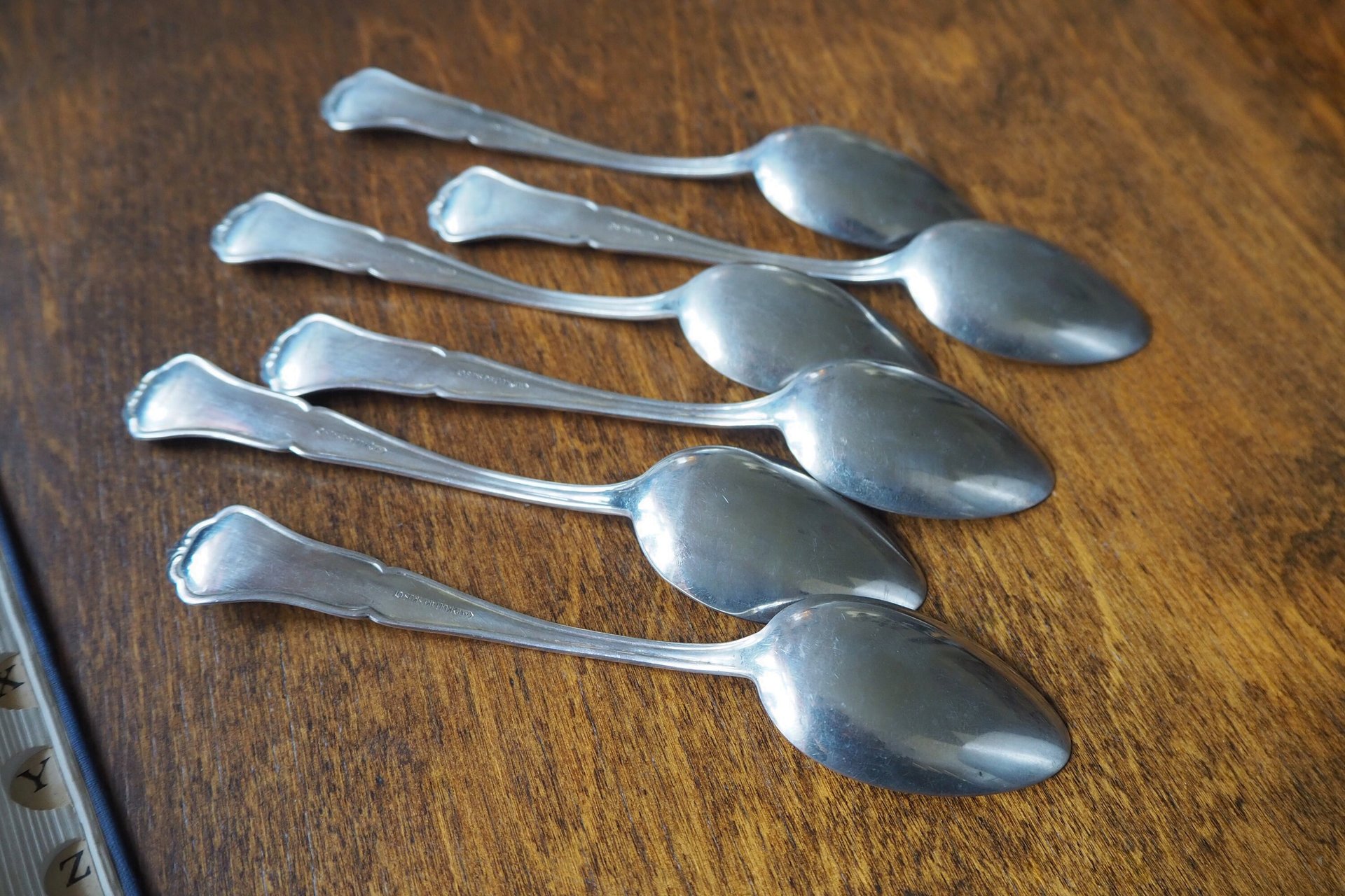 Set of six vintage spoons | Vintage spoons | Vintage alpacca silver spoons | Vintage alpacca spoons