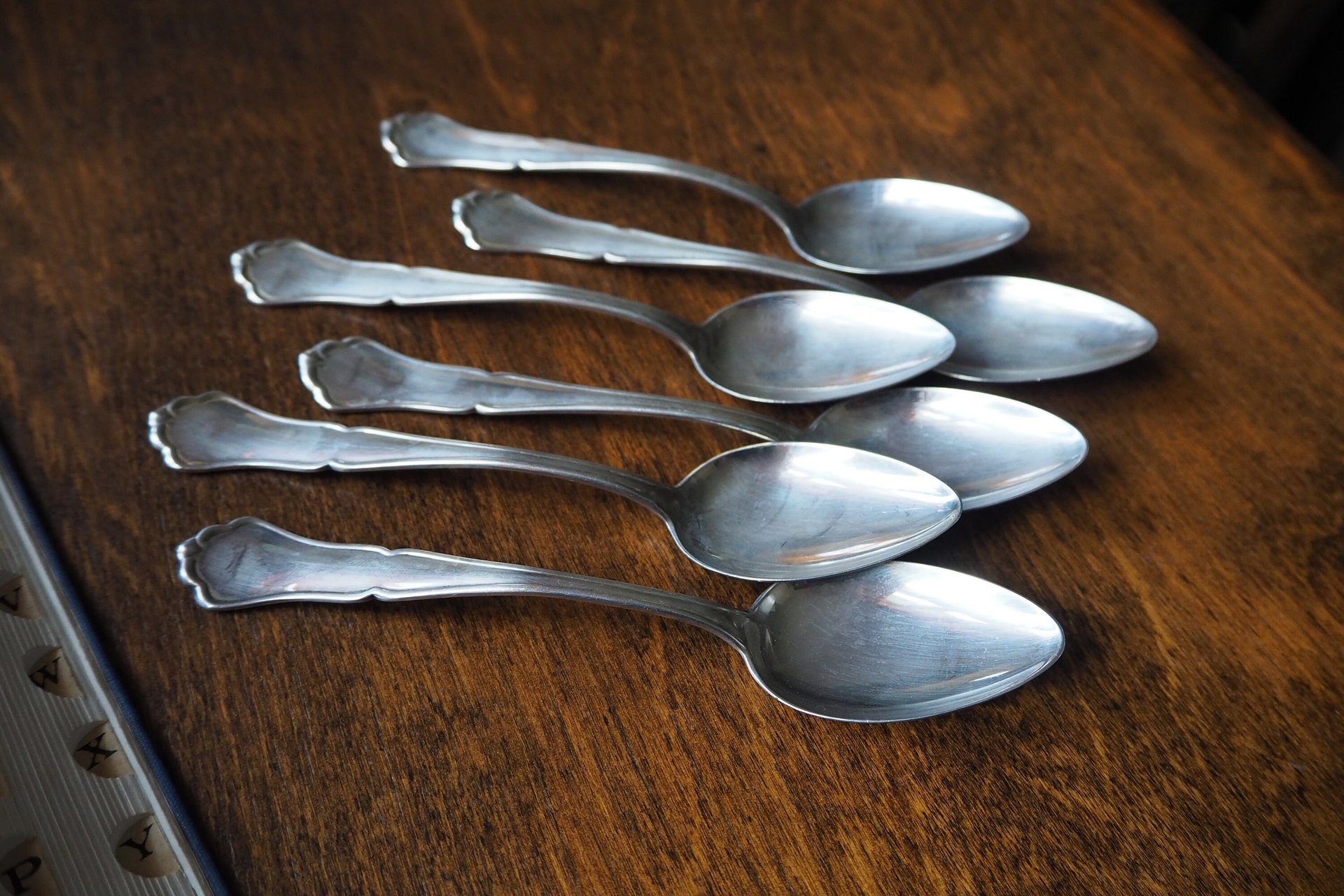 Set of six vintage spoons | Vintage spoons | Vintage alpacca silver spoons | Vintage alpacca spoons