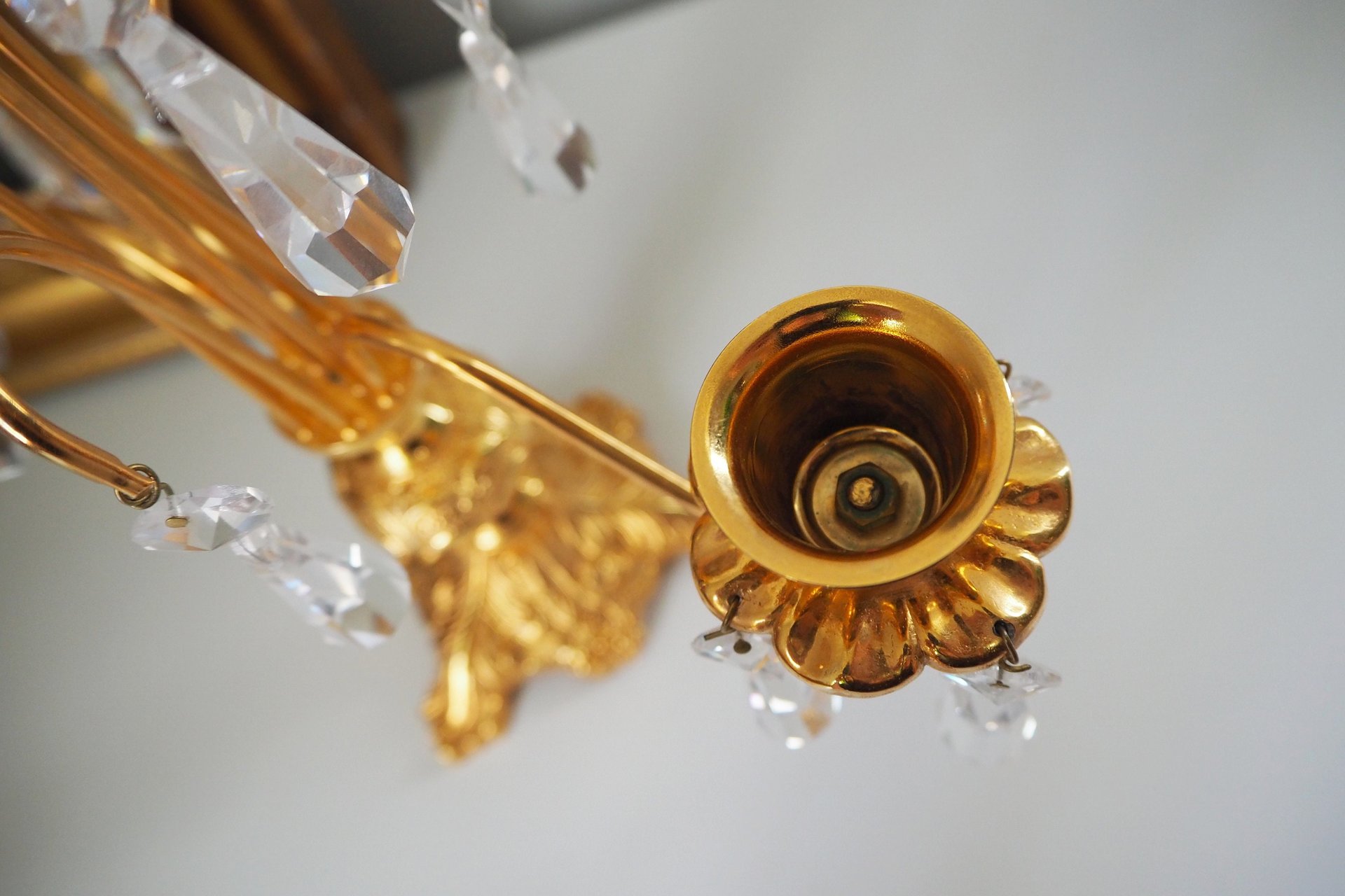 Vintage crystal candelabra | Vintage two arm candelabra | Gold plated candelabra | Vintage candelabra