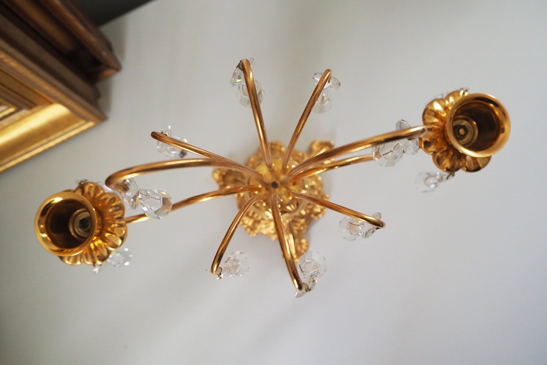 Vintage crystal candelabra | Vintage two arm candelabra | Gold plated candelabra | Vintage candelabra