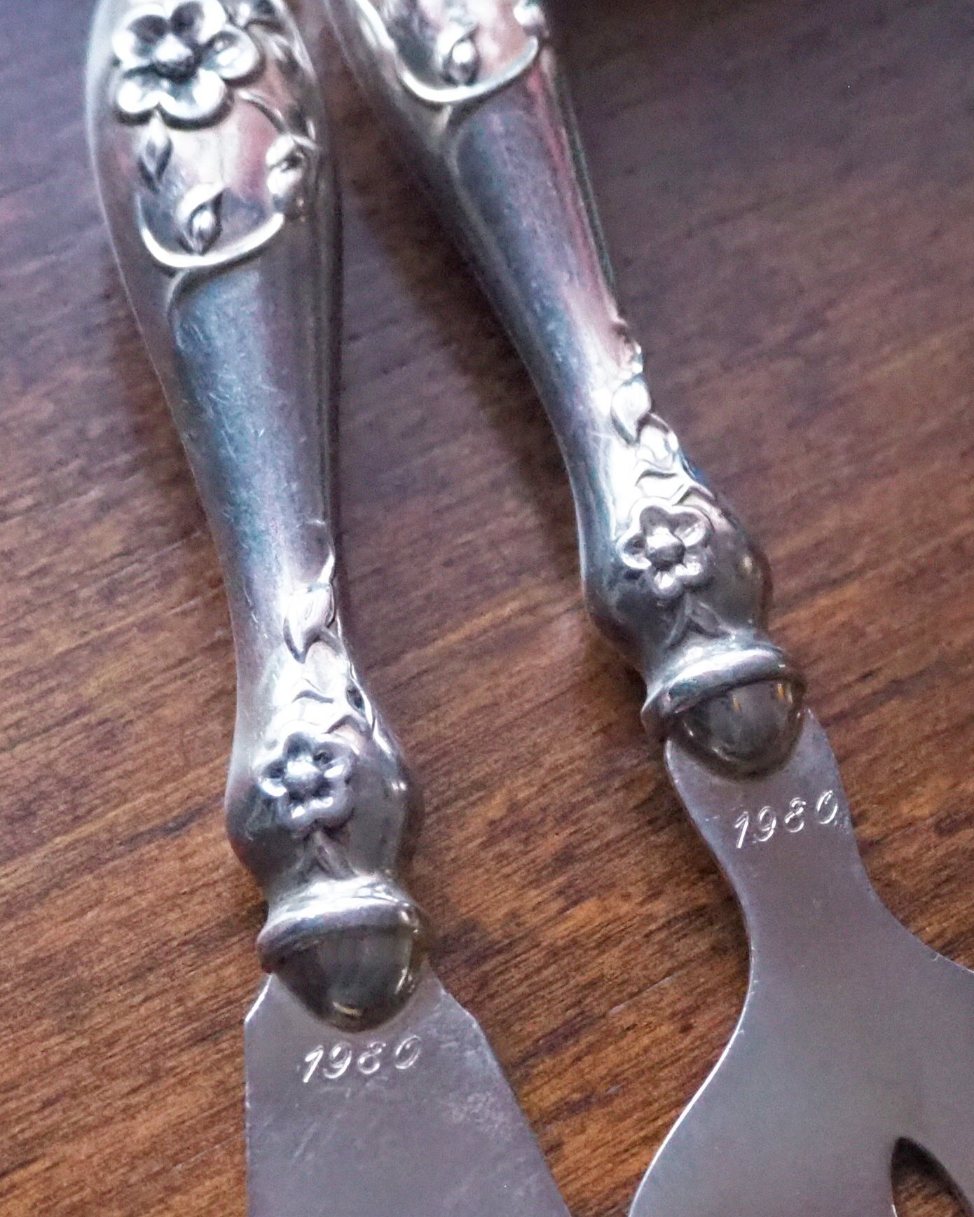 Vintage serving utensils | Small alpacca silver serving utensils | Vintage serving set | Alpaca silver serving utensils