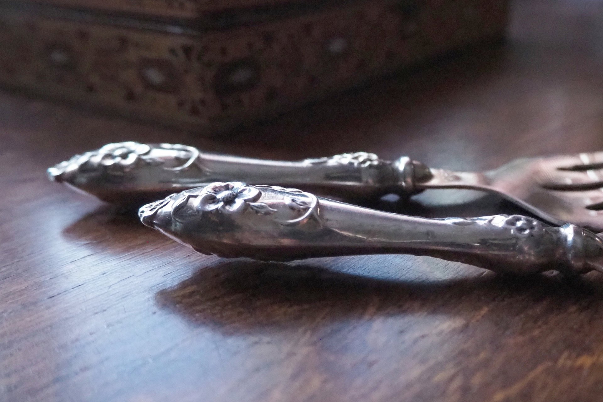 Vintage serving utensils | Small alpacca silver serving utensils | Vintage serving set | Alpaca silver serving utensils