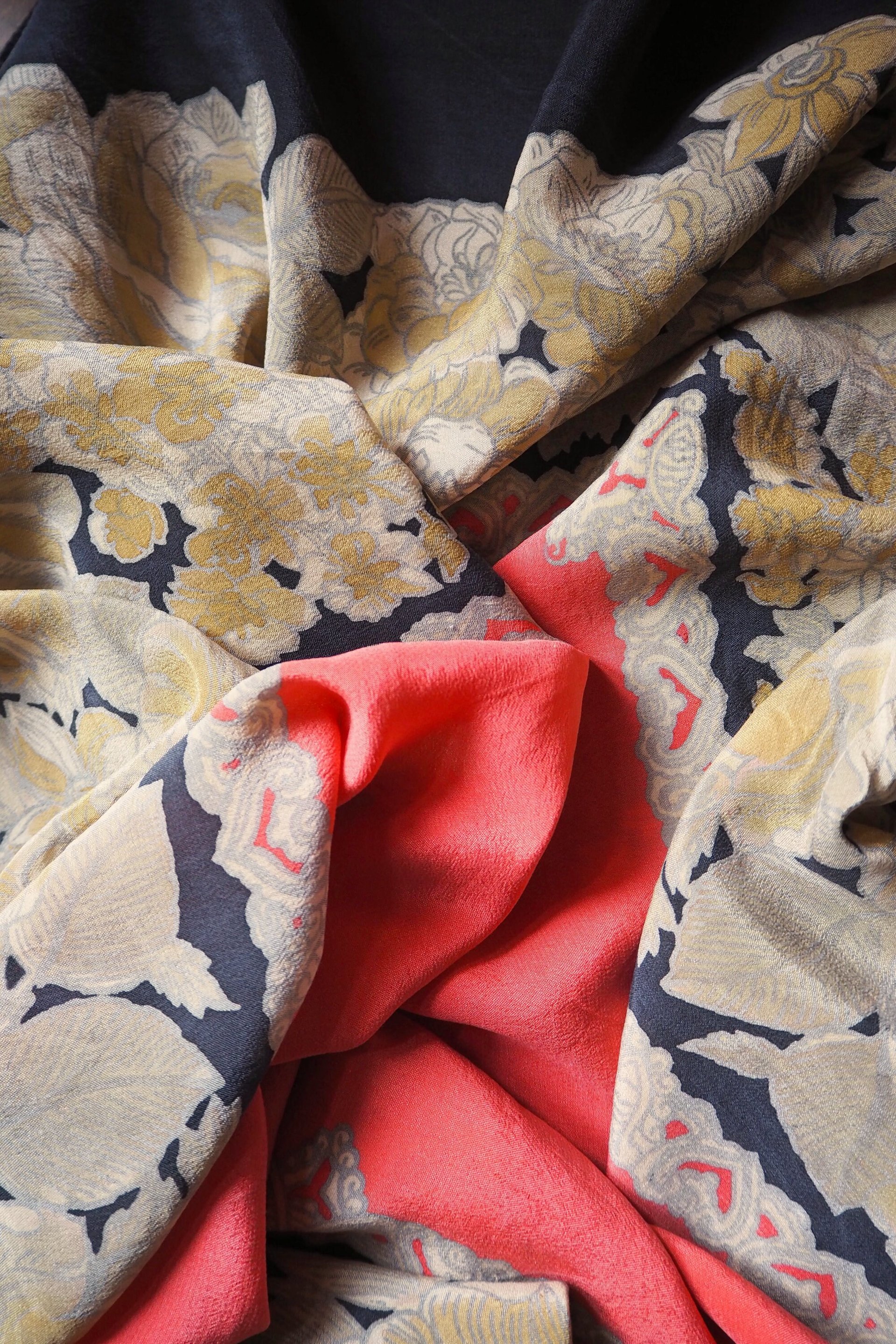 Vintage silk scarf | Floral silk scarf | Large vintage silk scarf | Square silk scarf