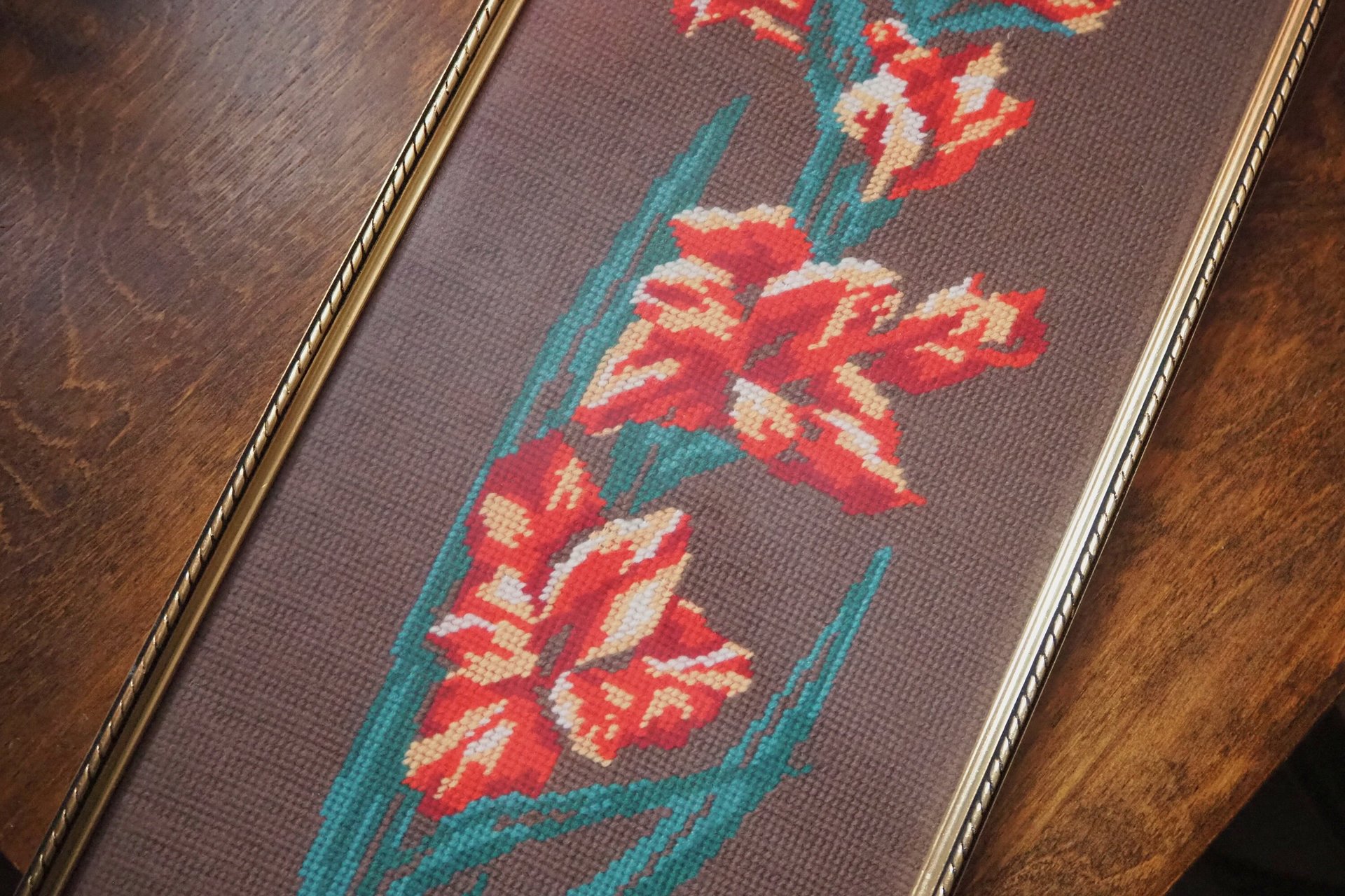 Vintage needlepoint wall art | Scandinavian wall art | Needlepoint wall hanging | Vintage wall tapestry | Handmade wall tapestry