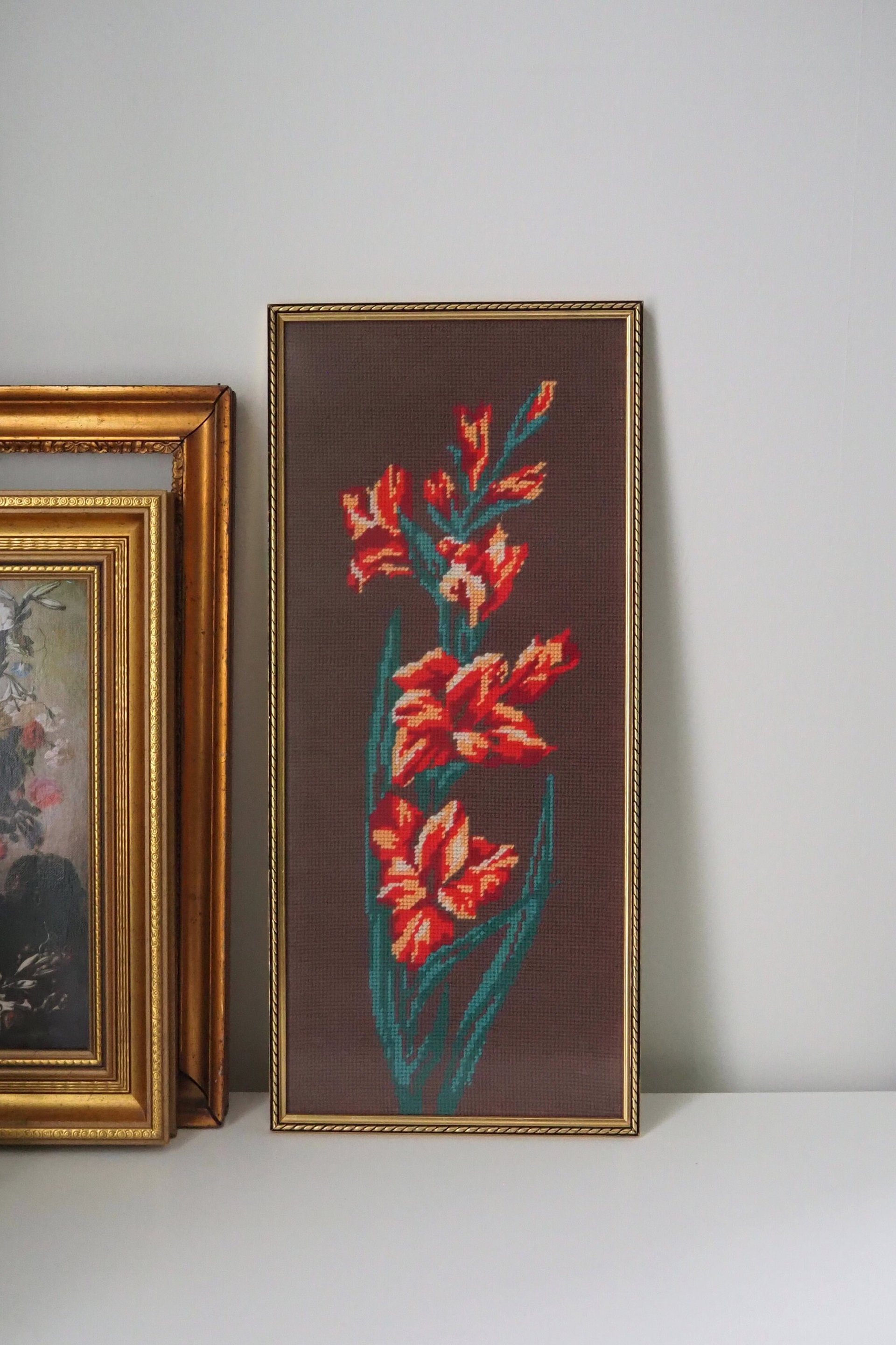 Vintage needlepoint wall art | Scandinavian wall art | Needlepoint wall hanging | Vintage wall tapestry | Handmade wall tapestry